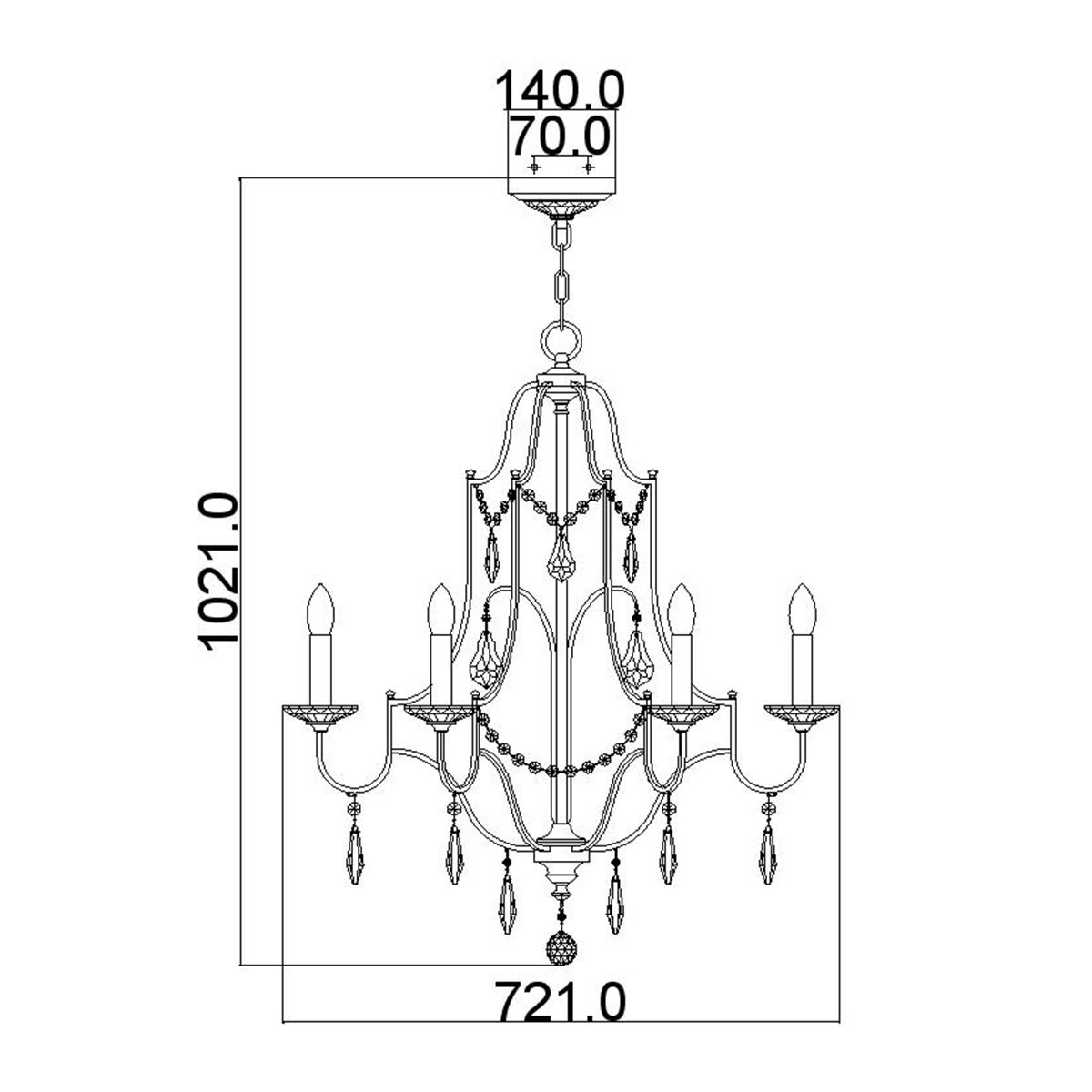 Feiss Valentina 6 Light Chandelier - Oxidized Bronze