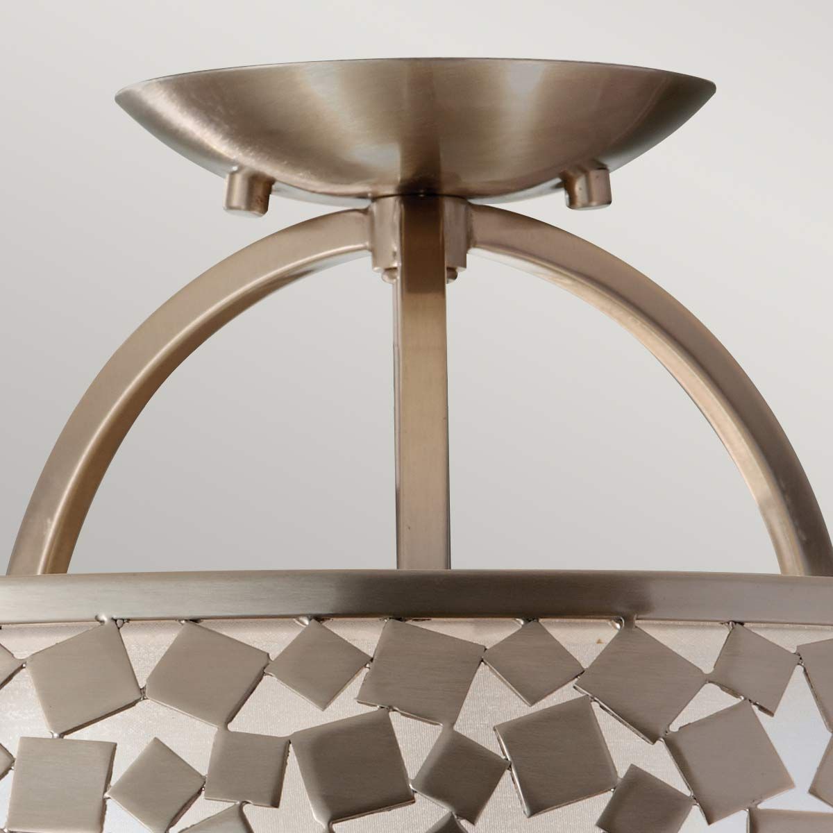 Feiss Zara 3 Light Semi-Flush Fitting - Brushed Steel