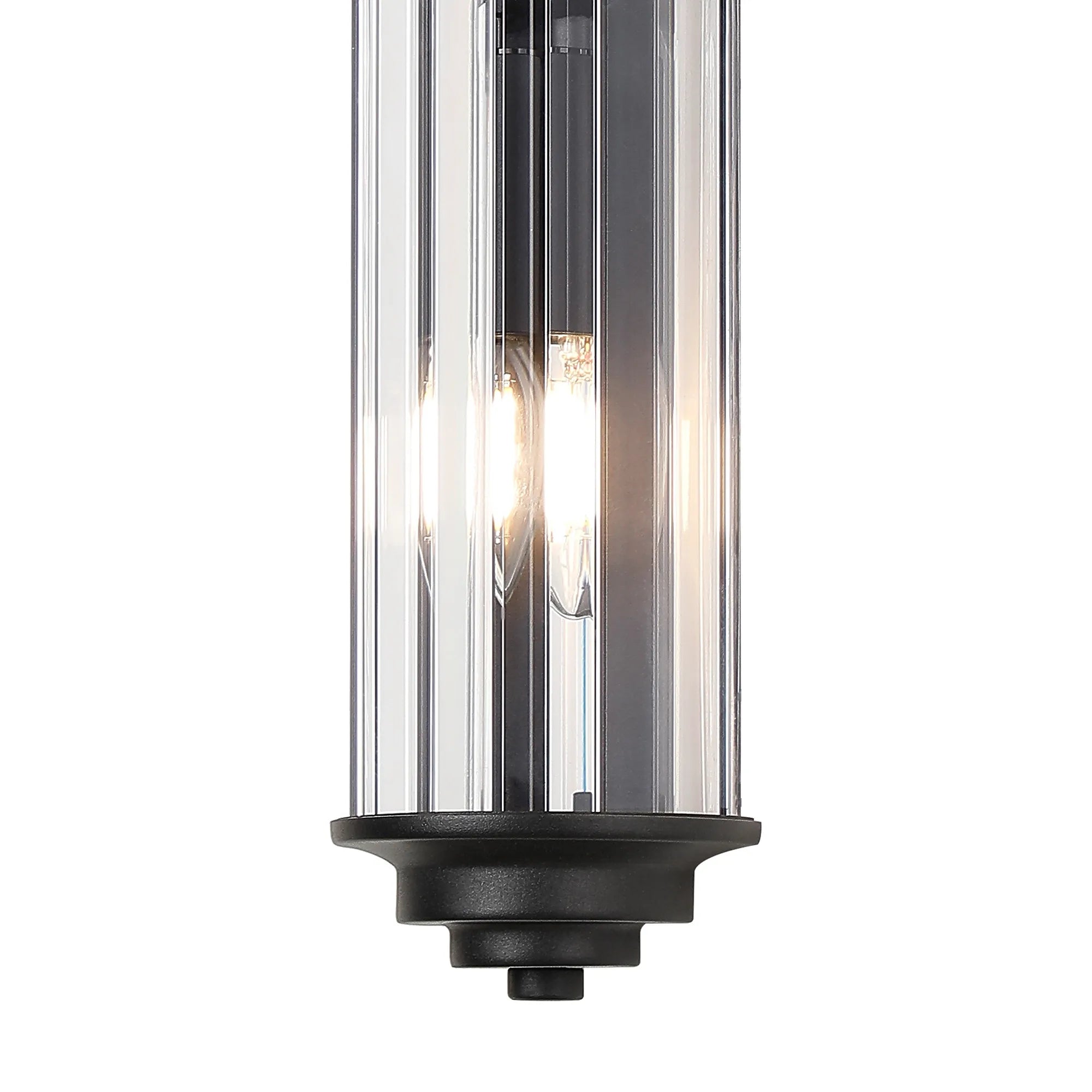 Fratton 2 Light Crystal Wall IP44 - Satin Black & Clear Crystal