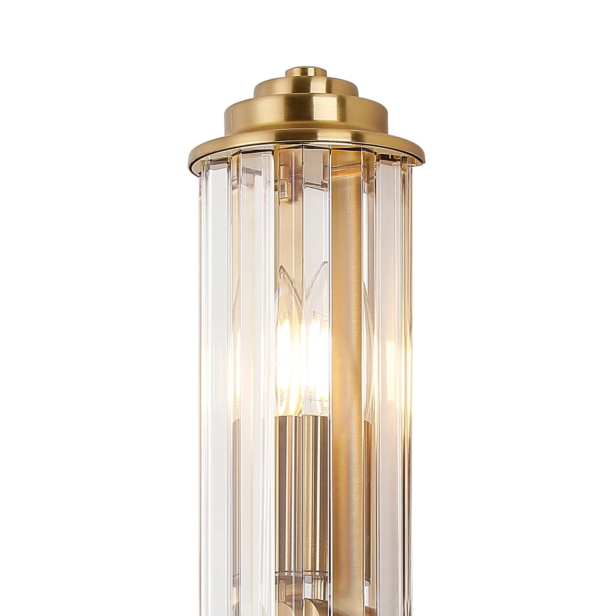 Fratton 2 Light Crystal Wall IP44 - Gold & Clear Crystal
