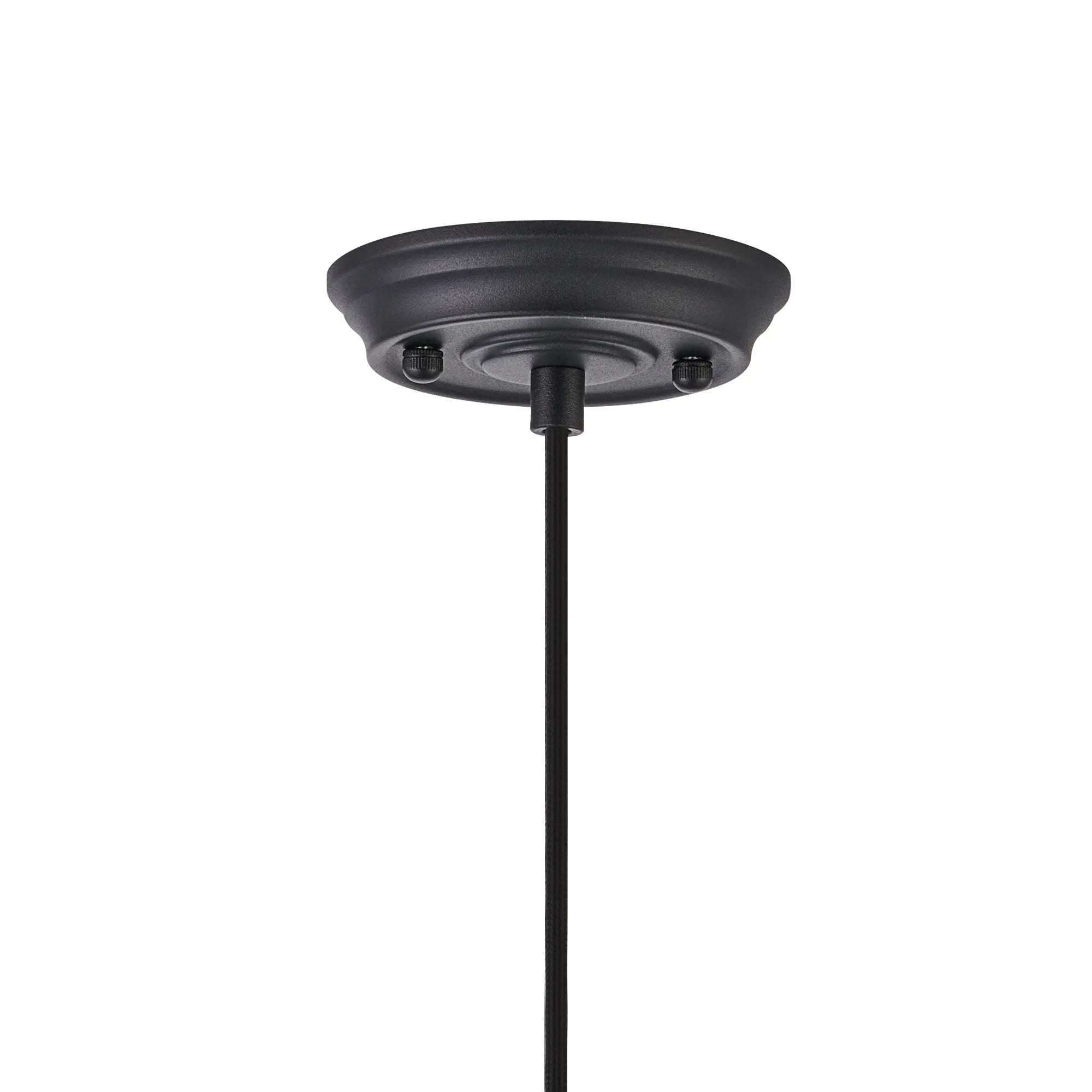 Grove Single Pendant with Flower Bud Shade - Satin Black & Black Braided Cable & Iridescent Faded