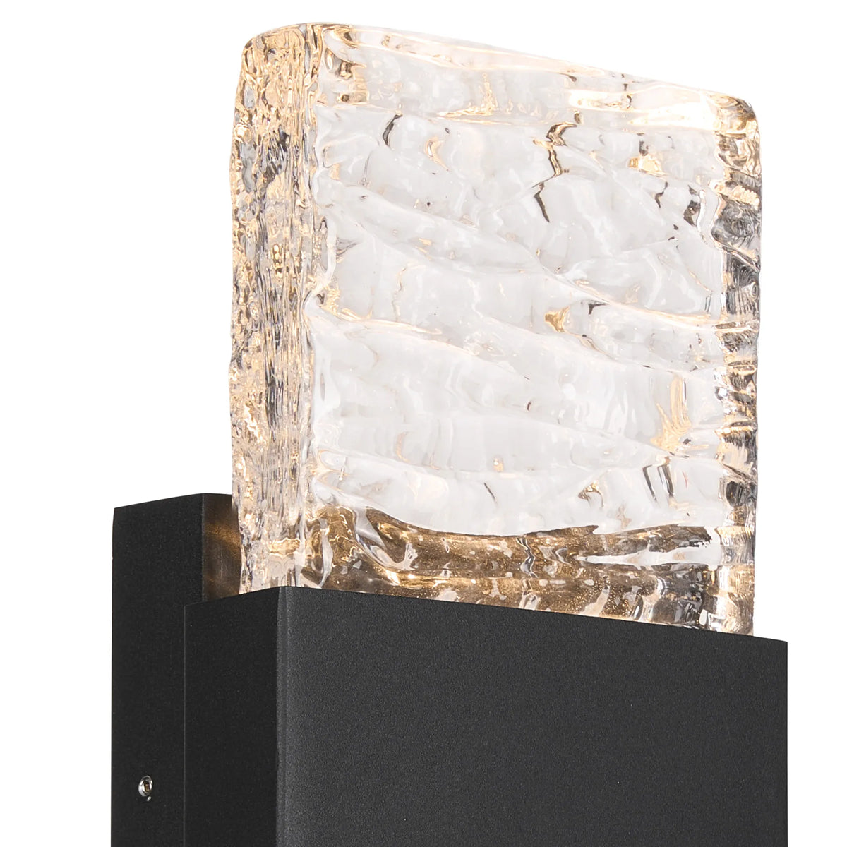 Fabula Havant IP65 Up/Down LED Wall Light – Black & Seiche Textured Glass