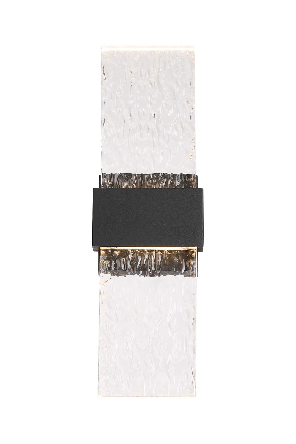 Fabula Havant IP65 Up/Down LED Wall Light – Black & Seiche Textured Glass