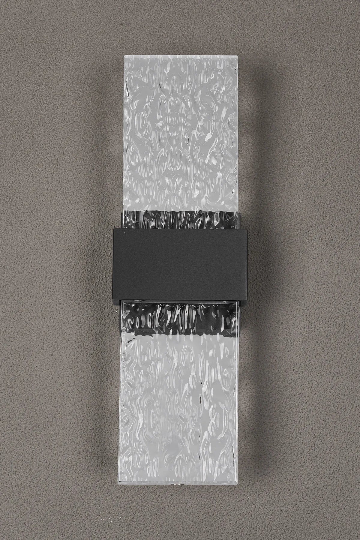 Fabula Havant IP65 Up/Down LED Wall Light – Black & Seiche Textured Glass
