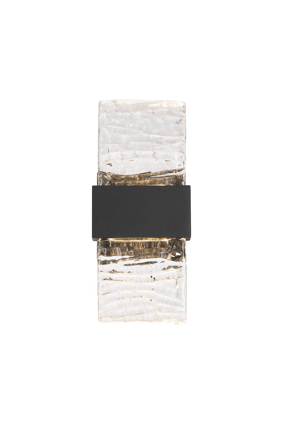 Fabula Havant IP65 Up/Down LED Wall Light – Black & Ripple Textured Glass