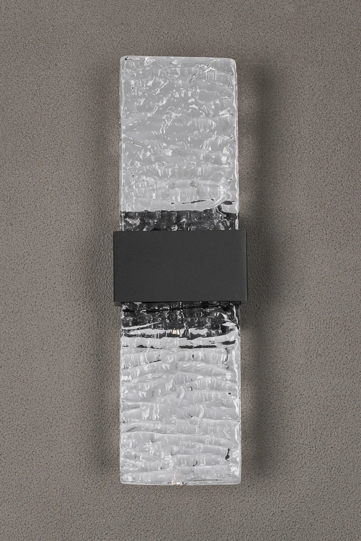 Fabula Havant IP65 Up/Down LED Wall Light – Black & Ripple Textured Glass