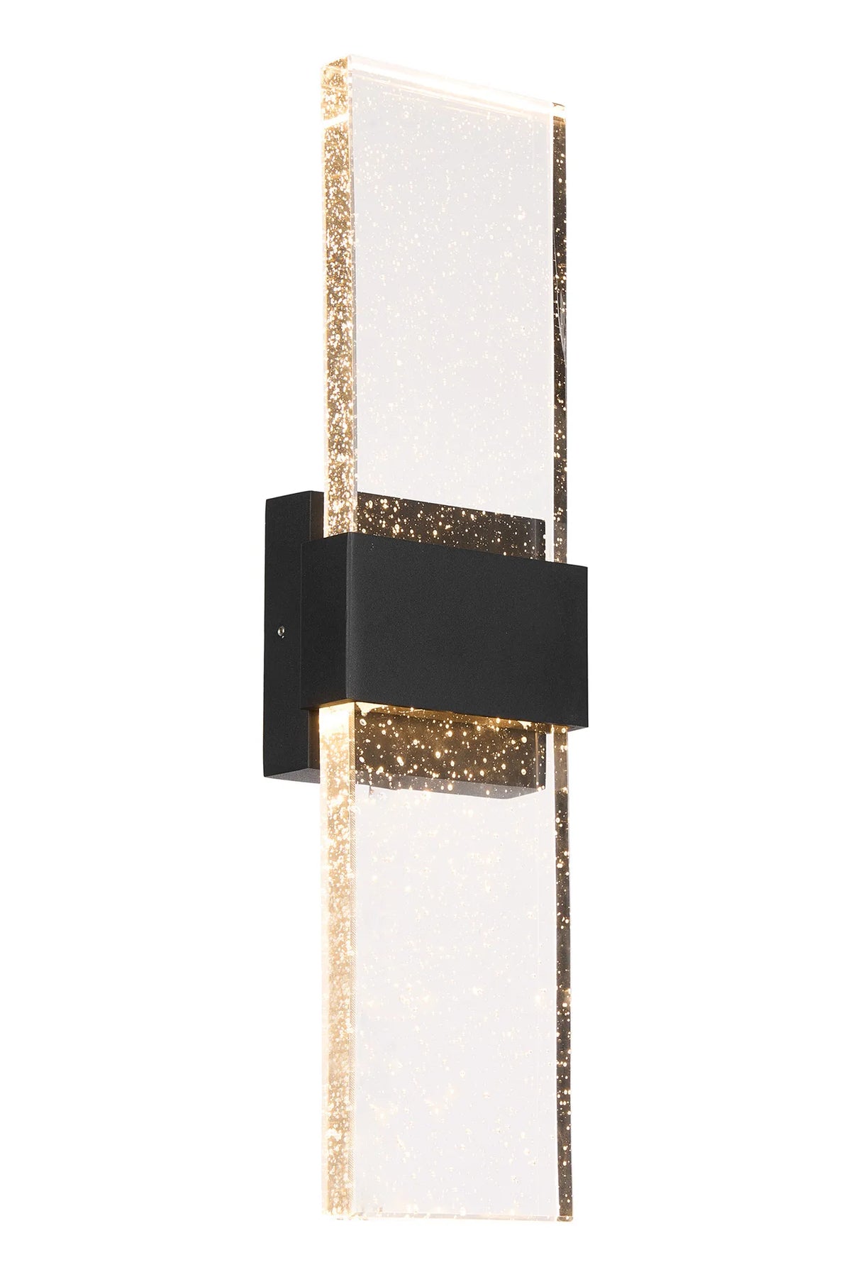 Fabula Havant IP65 Up/Down LED Wall Light – Black & Bubble Glass 49 cm
