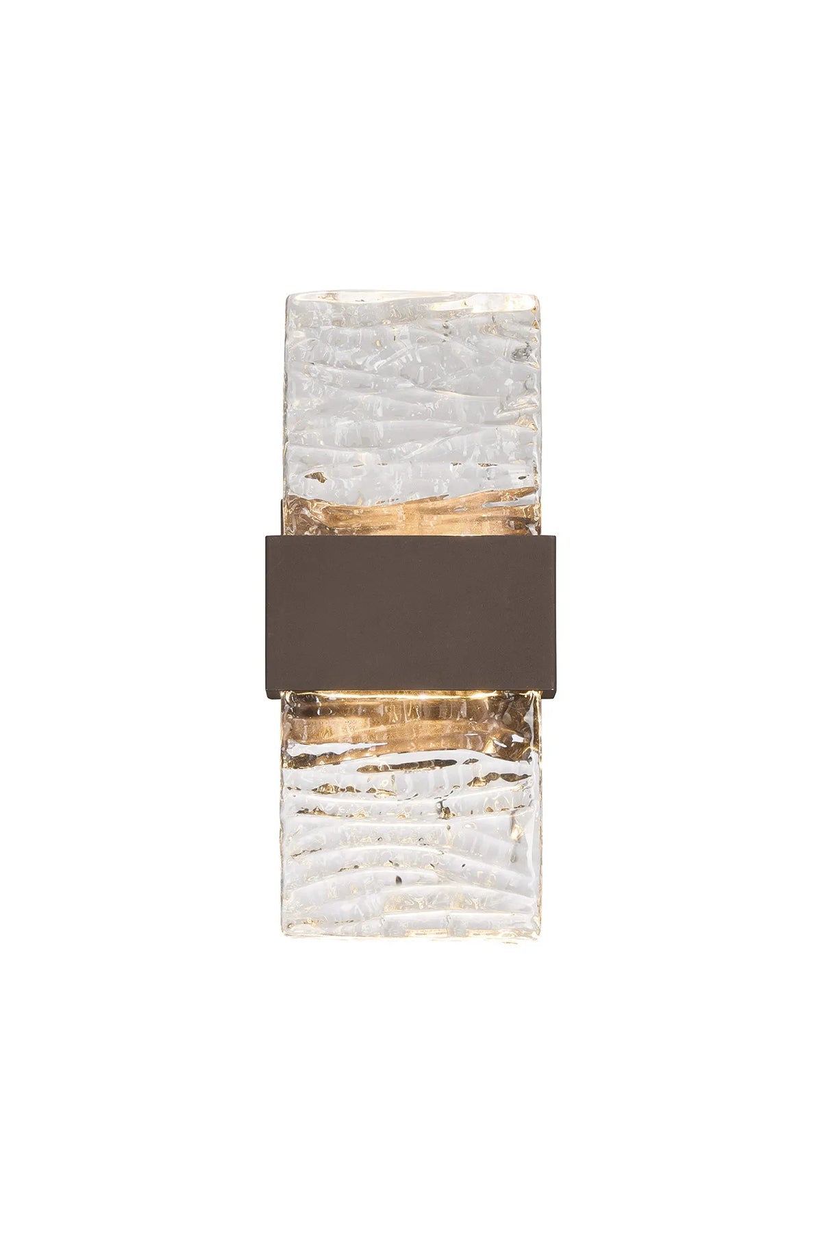 Fabula Havant IP65 Up/Down LED Wall Light – Cacao & Ripple Textured Glass