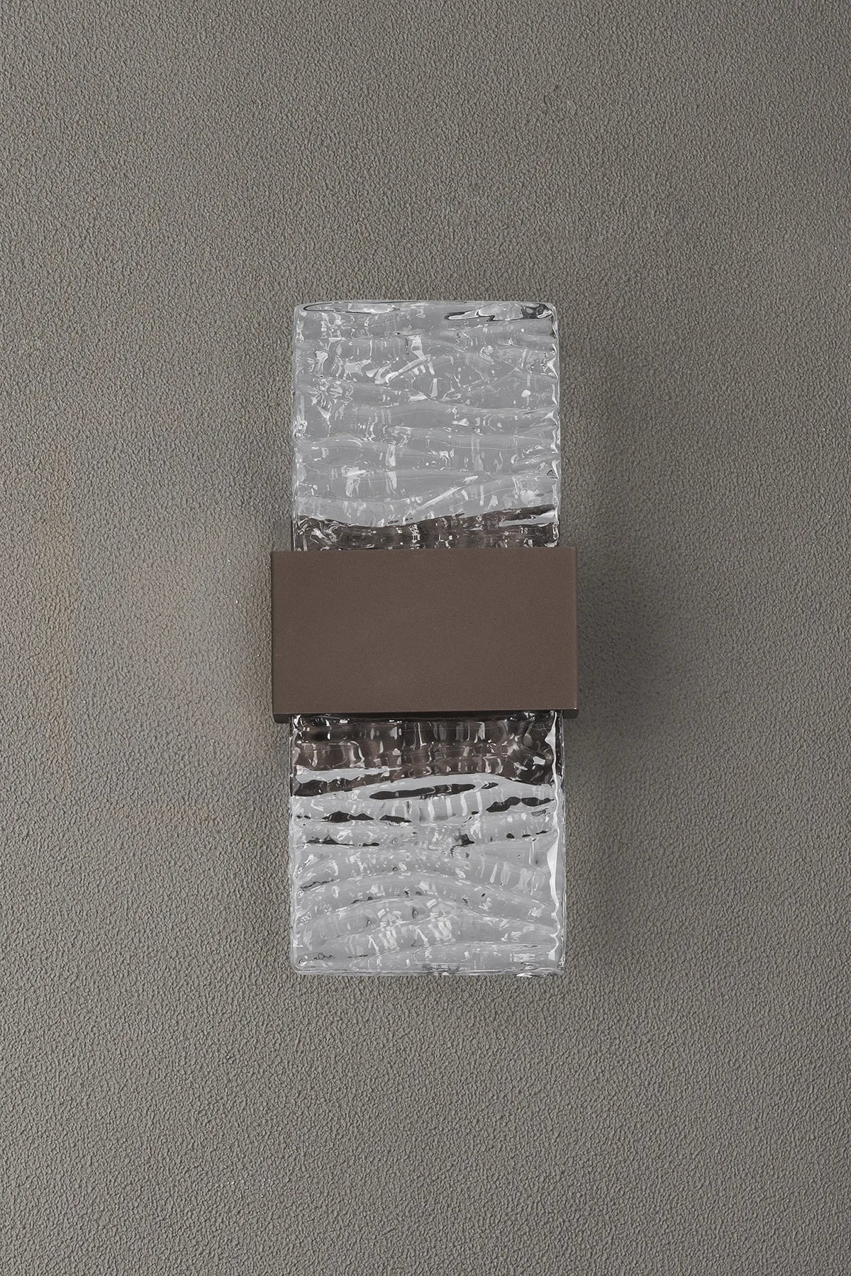 Fabula Havant IP65 Up/Down LED Wall Light – Cacao & Ripple Textured Glass