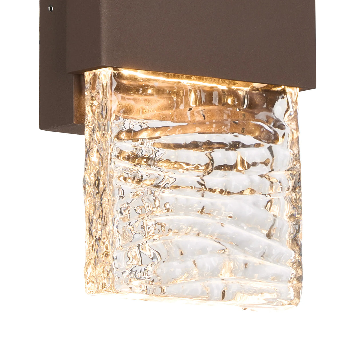 Fabula Havant IP65 Up/Down LED Wall Light – Cacao & Ripple Textured Glass