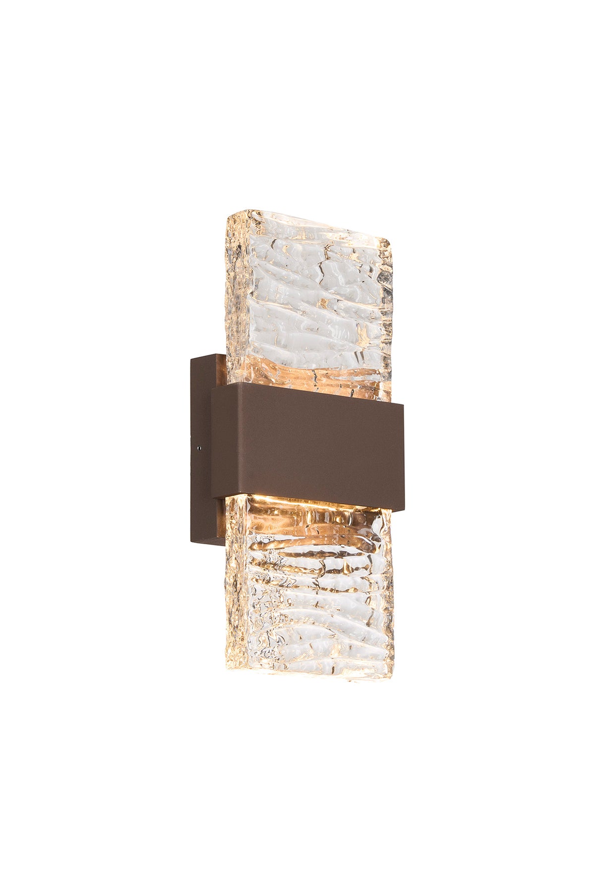 Fabula Havant IP65 Up/Down LED Wall Light – Cacao & Ripple Textured Glass 30 cm