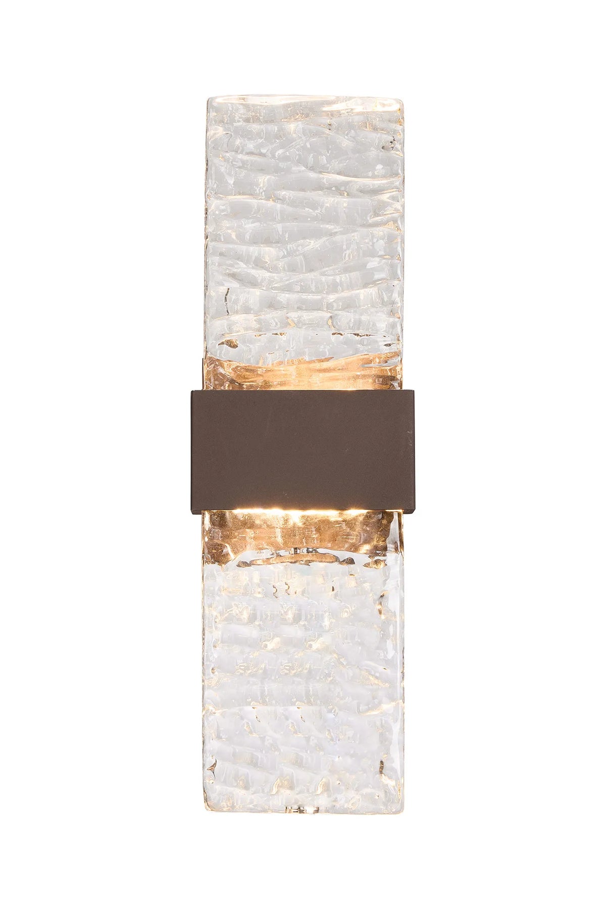 Fabula Havant IP65 Up/Down LED Wall Light – Cacao & Ripple Textured Glass