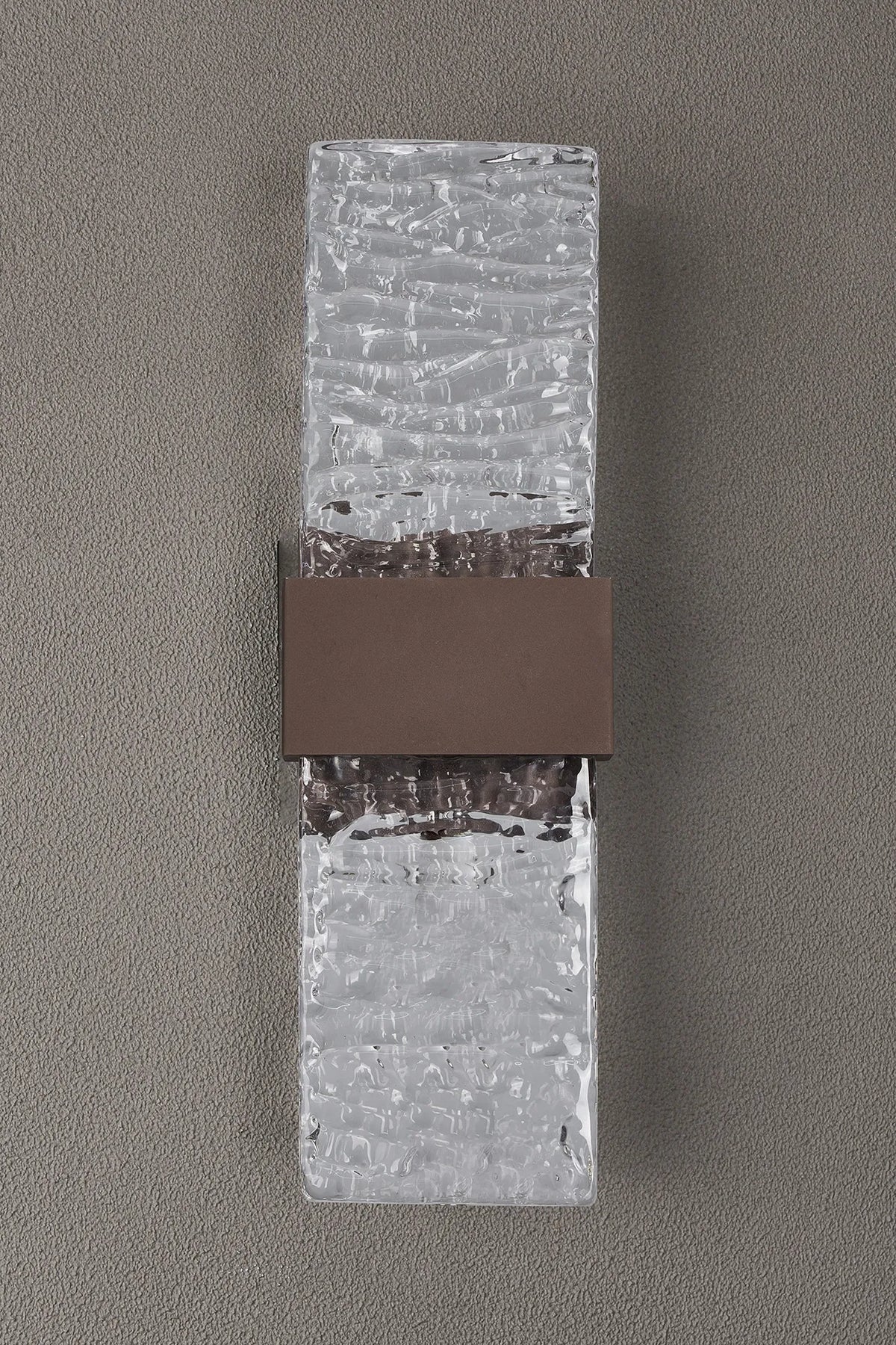 Fabula Havant IP65 Up/Down LED Wall Light – Cacao & Ripple Textured Glass
