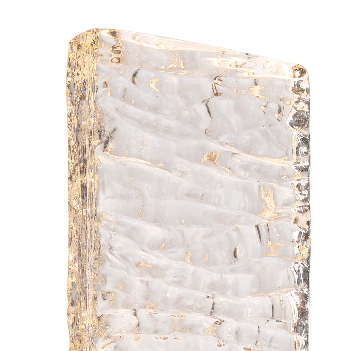 Fabula Havant IP65 Up/Down LED Wall Light – Satin Gold & Seiche Textured Glass