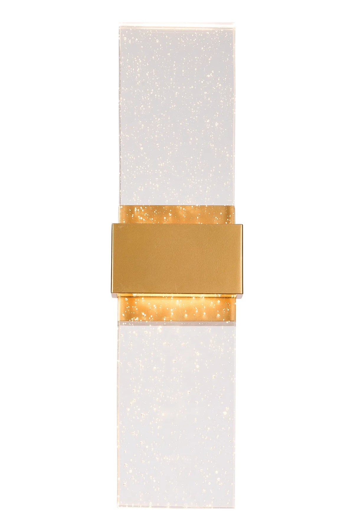 Fabula Havant IP65 Up/Down LED Wall Light – Satin Gold & Bubble Glass