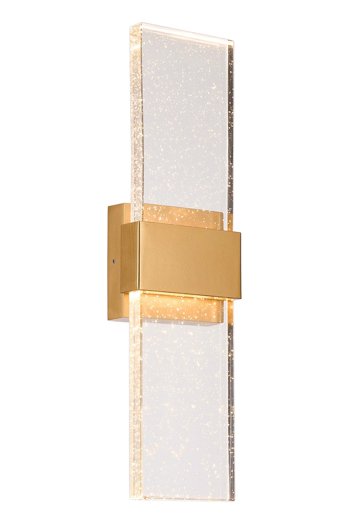 Fabula Havant IP65 Up/Down LED Wall Light – Satin Gold & Bubble Glass 49 cm