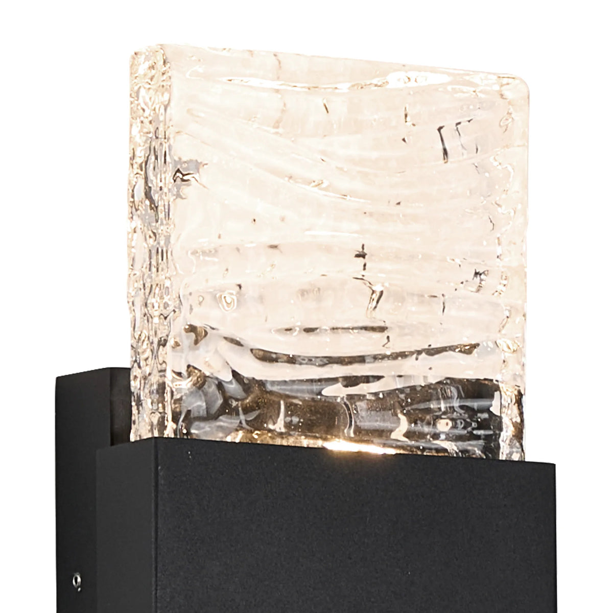 Fabula Havant IP65 Up/Down LED Wall Light – Black & Seiche Textured Glass