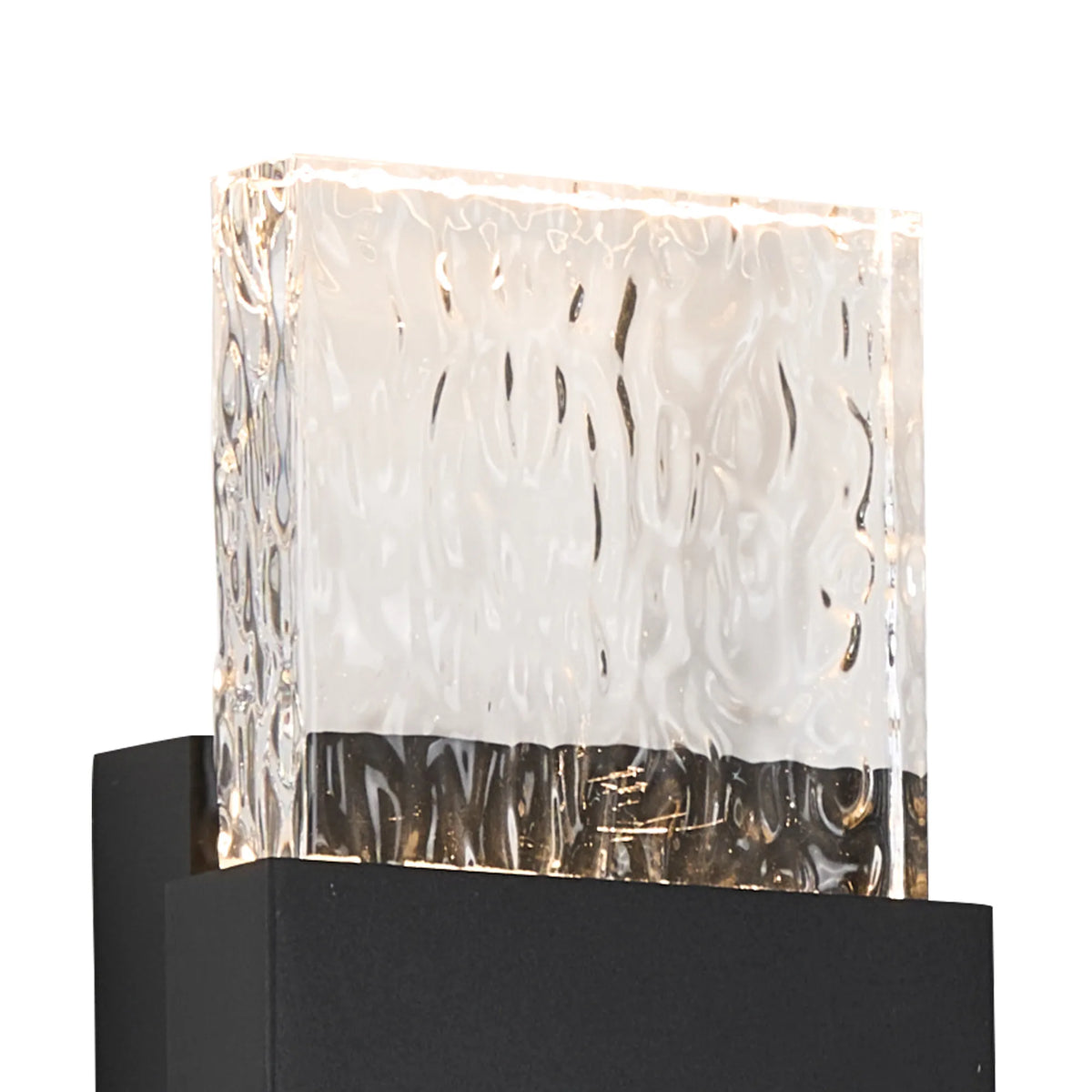 Fabula Havant IP65 Up/Down LED Wall Light – Black & Ripple Textured Glass