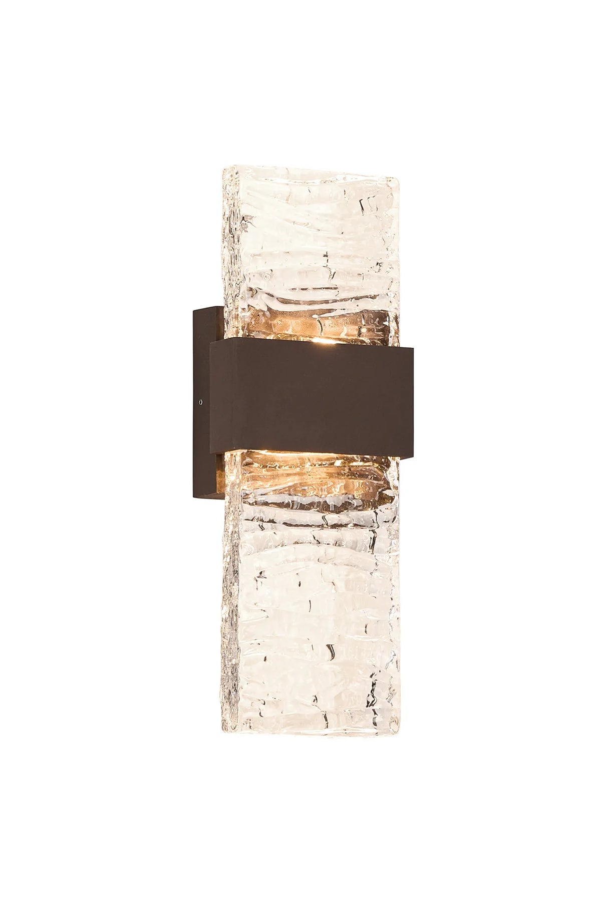 Fabula Havant IP65 Up/Down LED Wall Light – Cacao & Ripple Textured Glass 36 cm