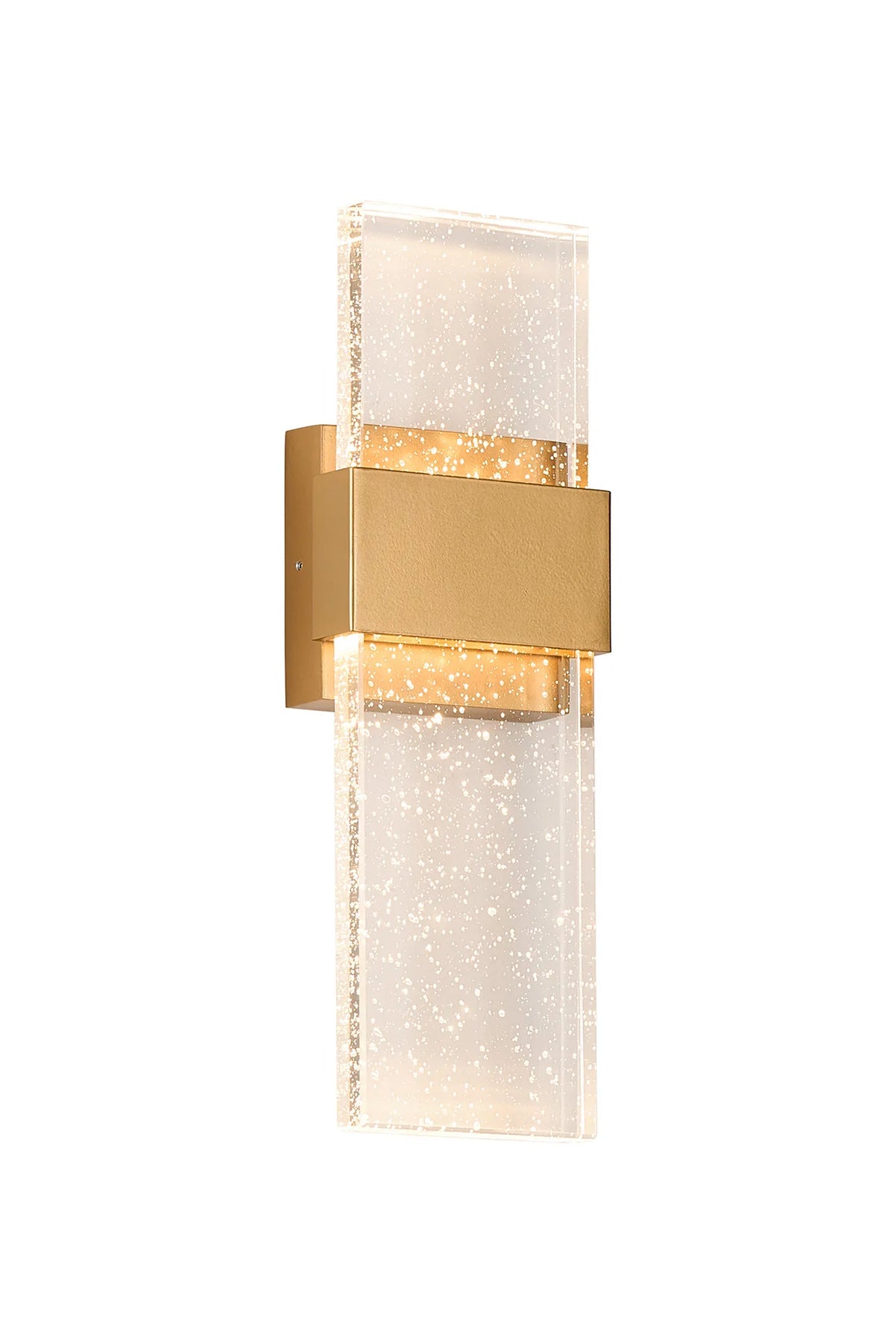 Fabula Havant IP65 Up/Down LED Wall Light – Satin Gold & Bubble Glass 36 cm