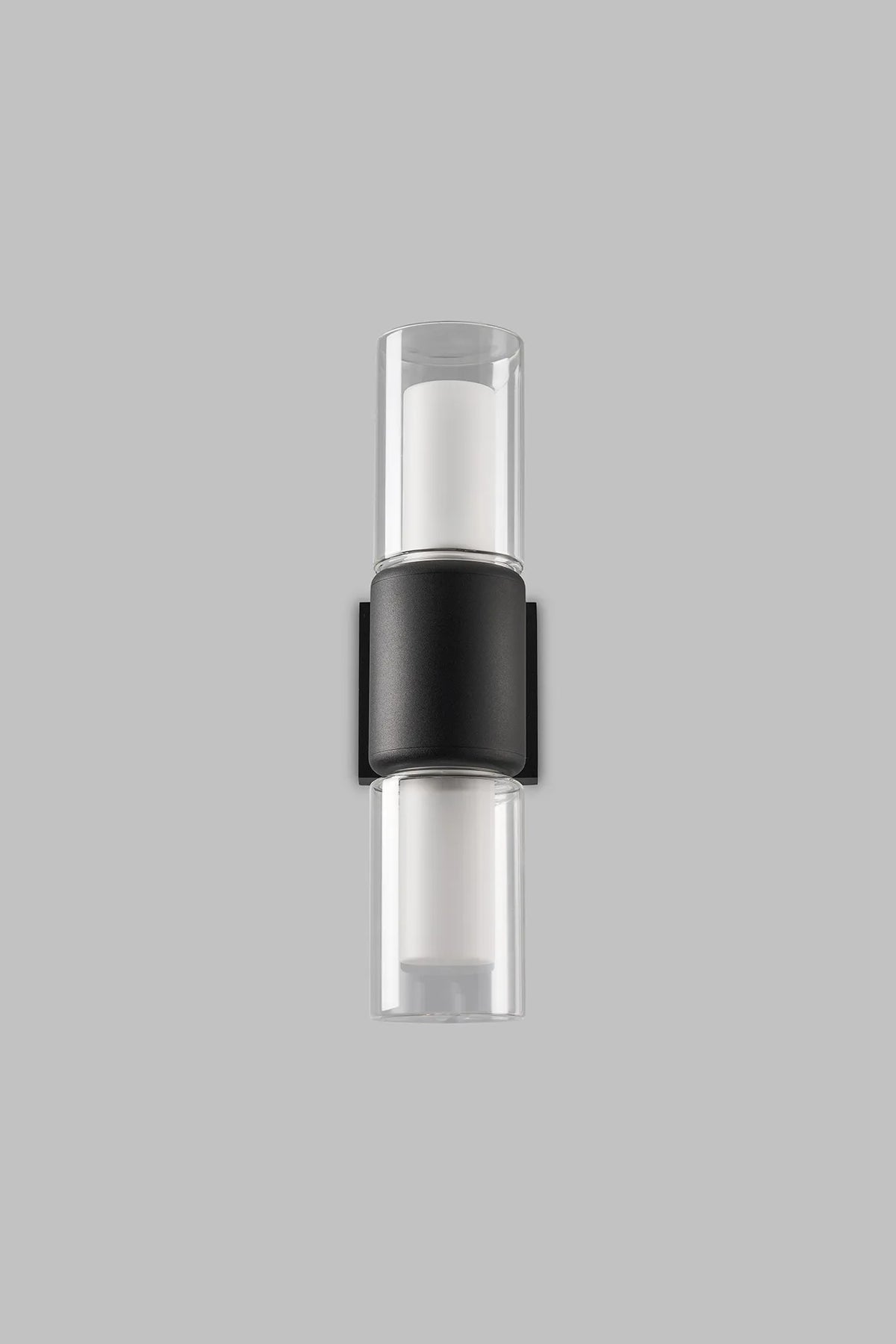 Fabula Henley Lamp 2 x GU10 Wall Light – 12 cm – Black & Clear & Frosted Shade (A) 150mm – IP65