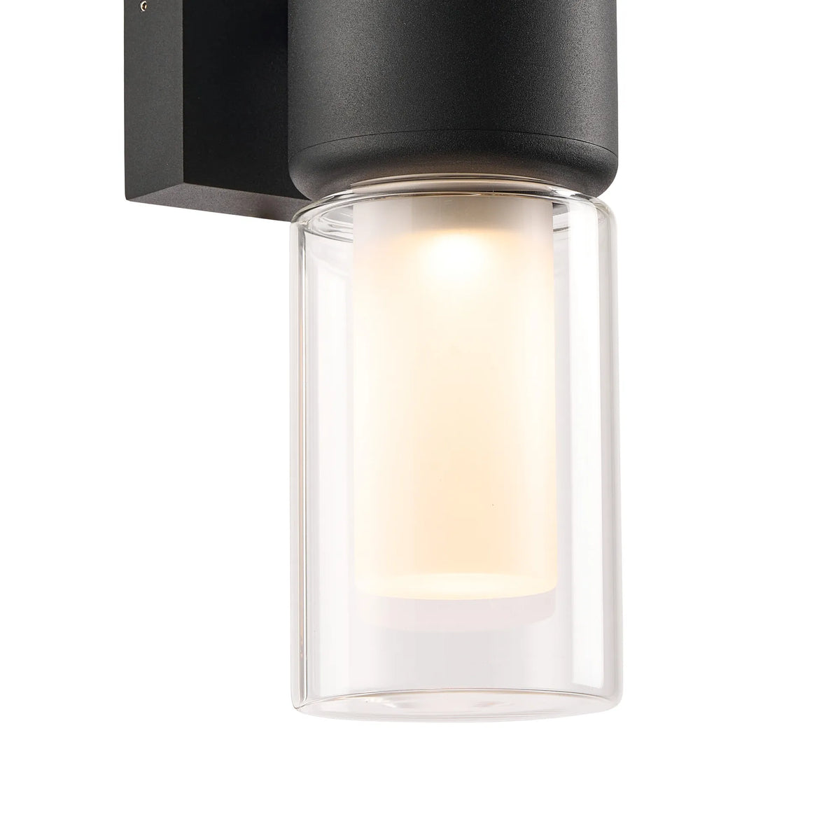 Fabula Henley Lamp 2 x GU10 Wall Light – 12 cm – Black & Clear & Frosted Shade (A) 150mm – IP65