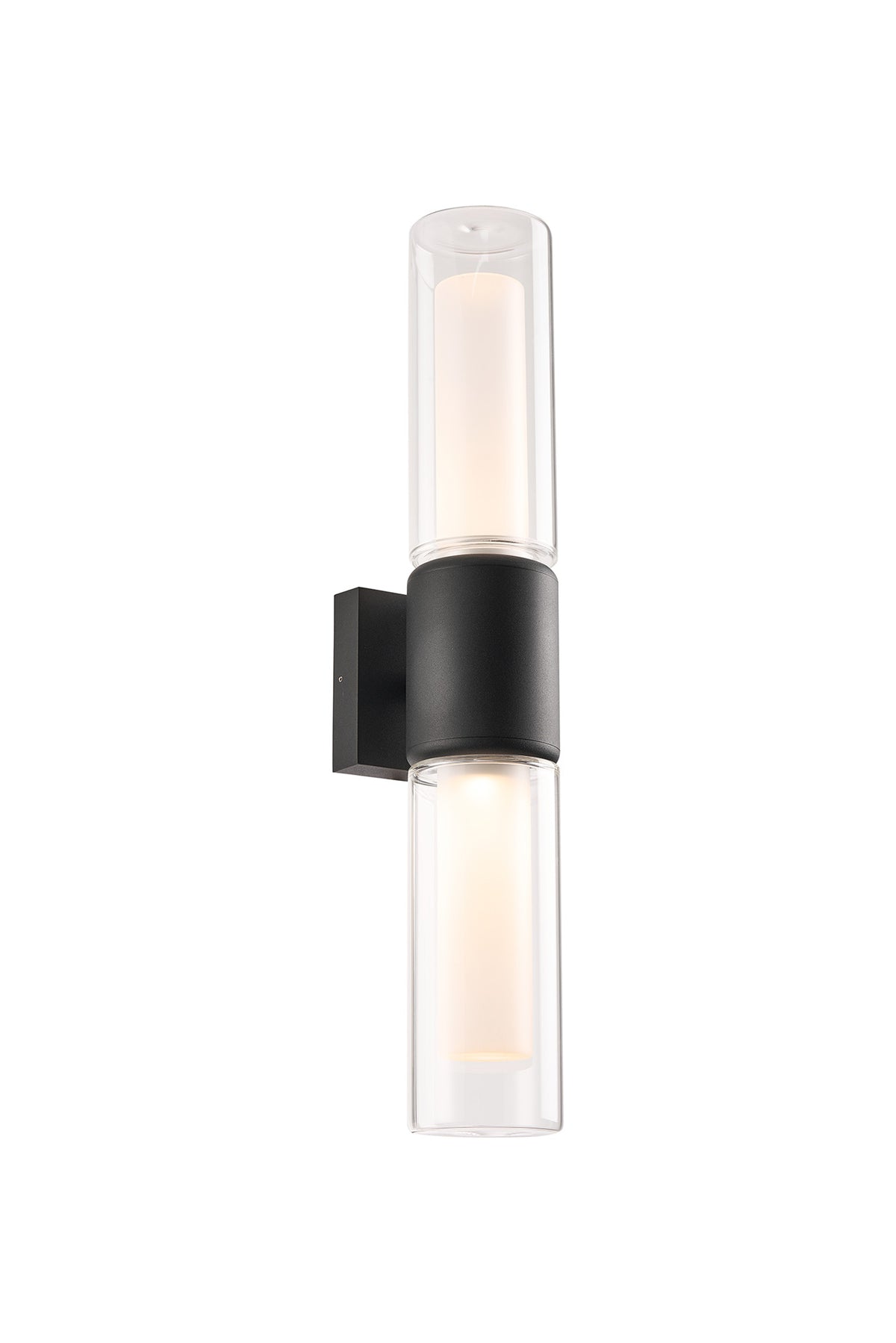 Fabula Henley Lamp 2 x GU10 Wall Light – 12 cm – Black & Clear & Frosted Shade (A) 230mm – IP65 12 cm