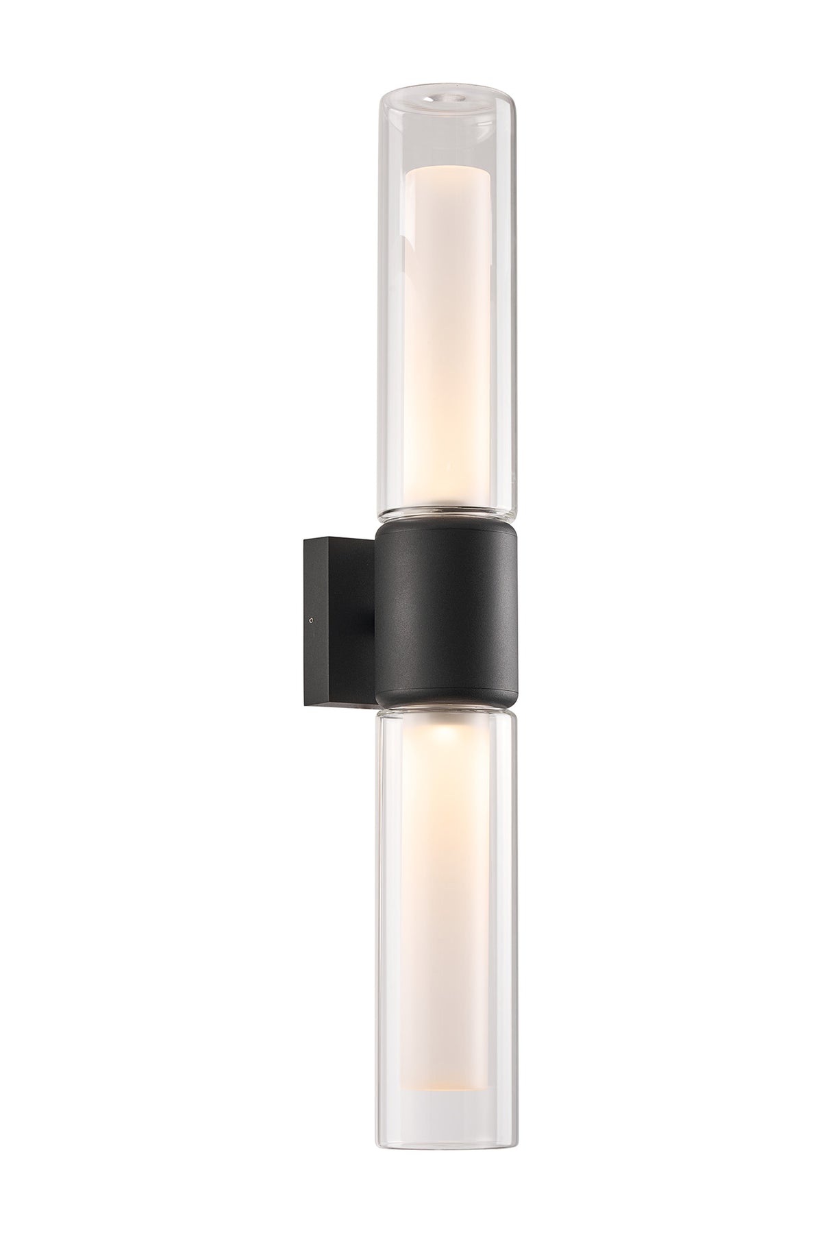 Fabula Henley Lamp 2 x GU10 Wall Light – 12 cm – Black & Clear & Frosted Shade (A) 305mm – IP65 12 cm