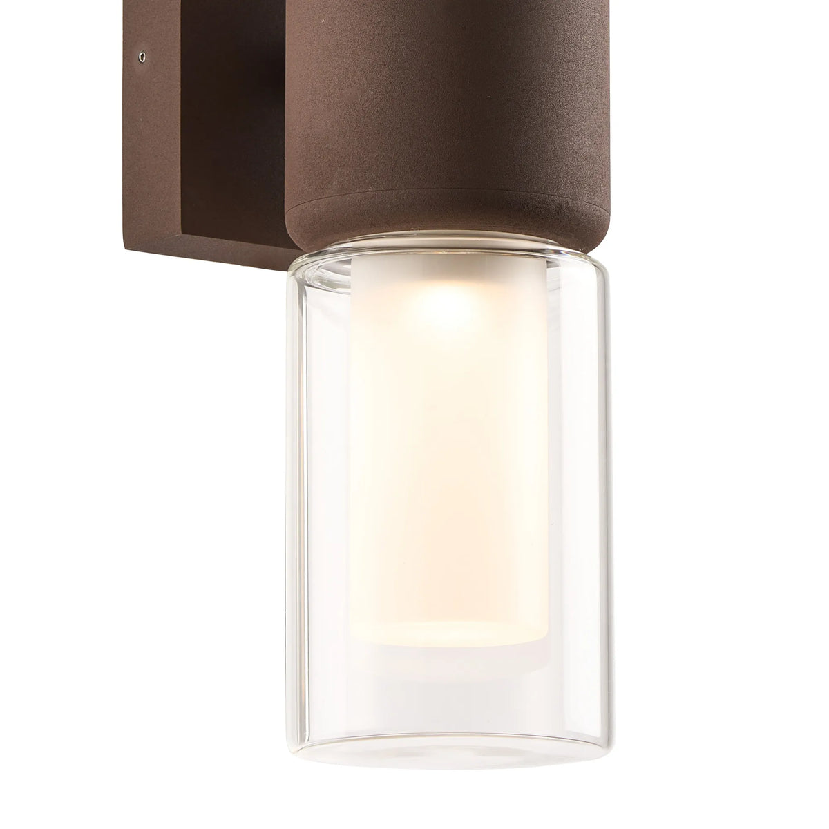 Fabula Henley IP65 2 Light Wall Light – Cacao & Frosted Glass