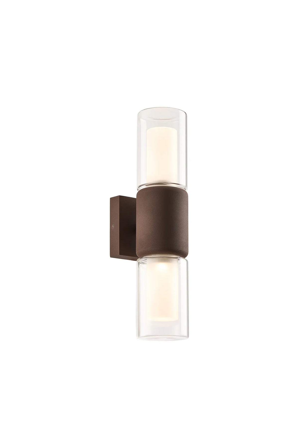 Fabula Henley IP65 2 Light Wall Light – Cacao & Frosted Glass 43.5 cm