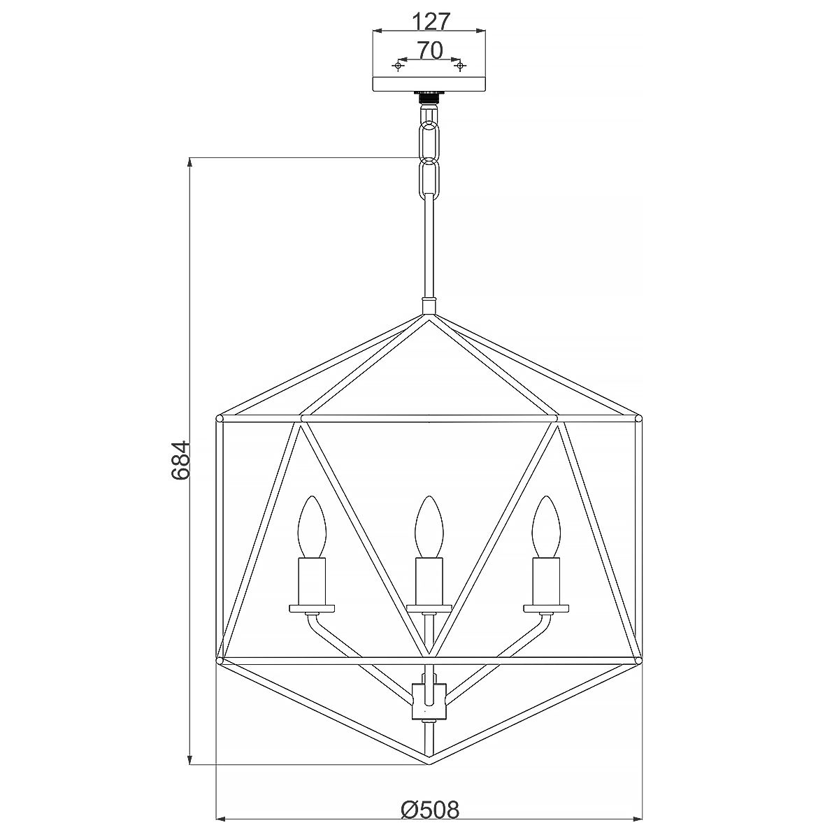 Hinkley Astrid 3 Light Pendant Chandelier - Metallic Matte Bronze