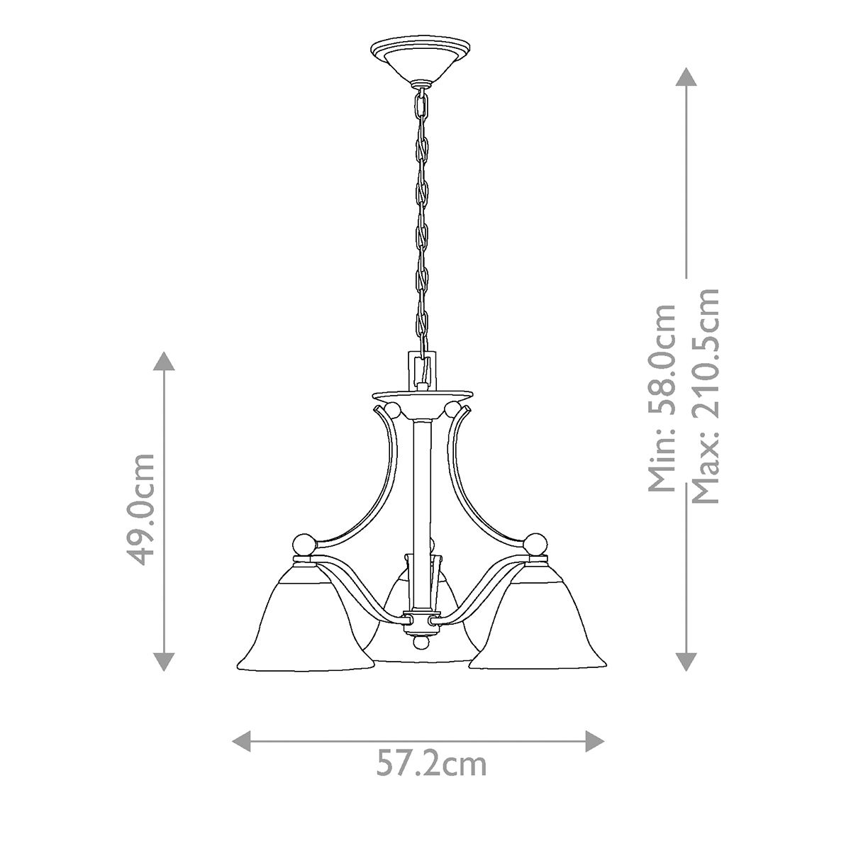Hinkley Bolla 3 Light Chandelier - Brushed Nickel
