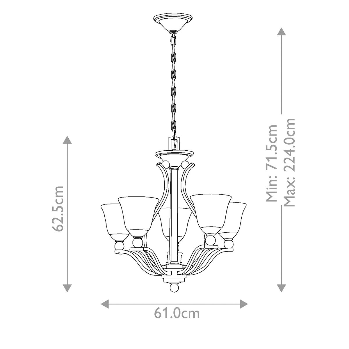 Hinkley Bolla 5 Light Chandelier - Brushed Nickel