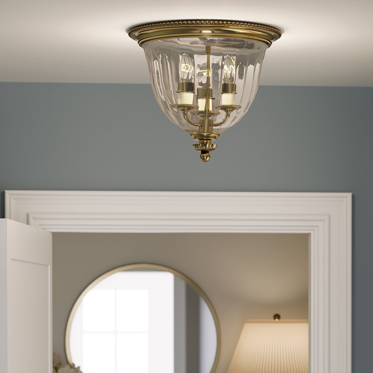 Hinkley Cambridge 3 Light Flush Mount - Burnished Brass