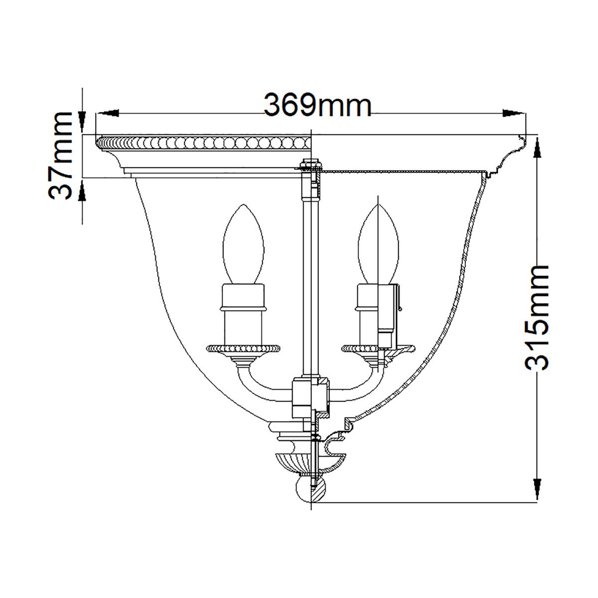 Hinkley Cambridge 3 Light Flush Mount - Burnished Brass