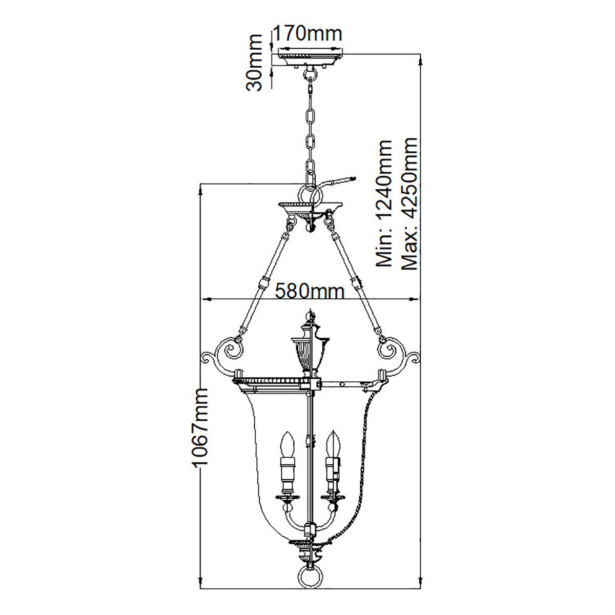 Hinkley Cambridge 3 Light Large Pendant - Burnished Brass