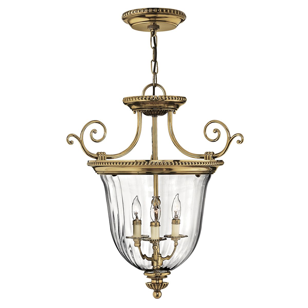 Hinkley Cambridge 3 Light Small Pendant - Burnished Brass