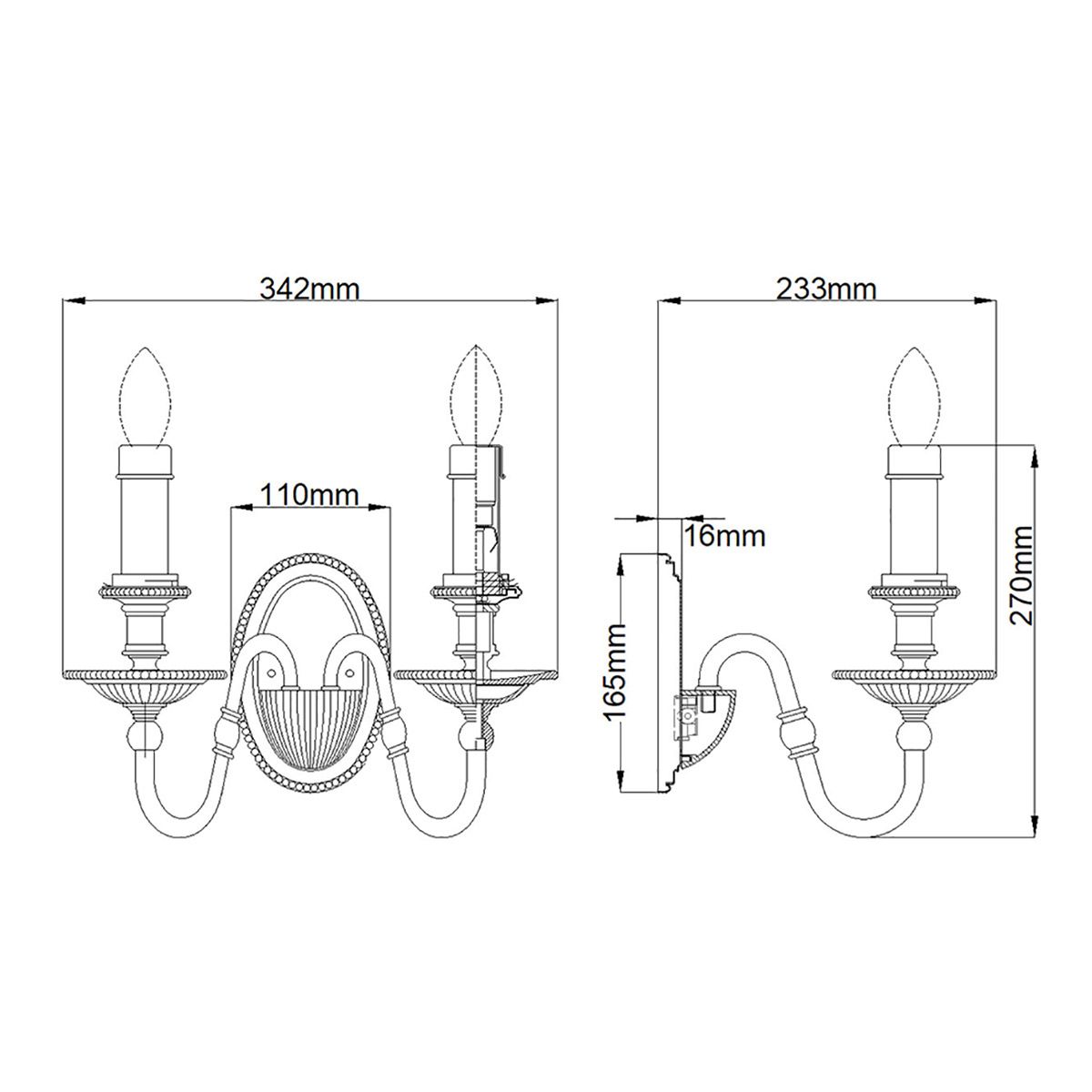 Hinkley Cambridge 2 Light Wall Light - Double Shades - Burnished Brass
