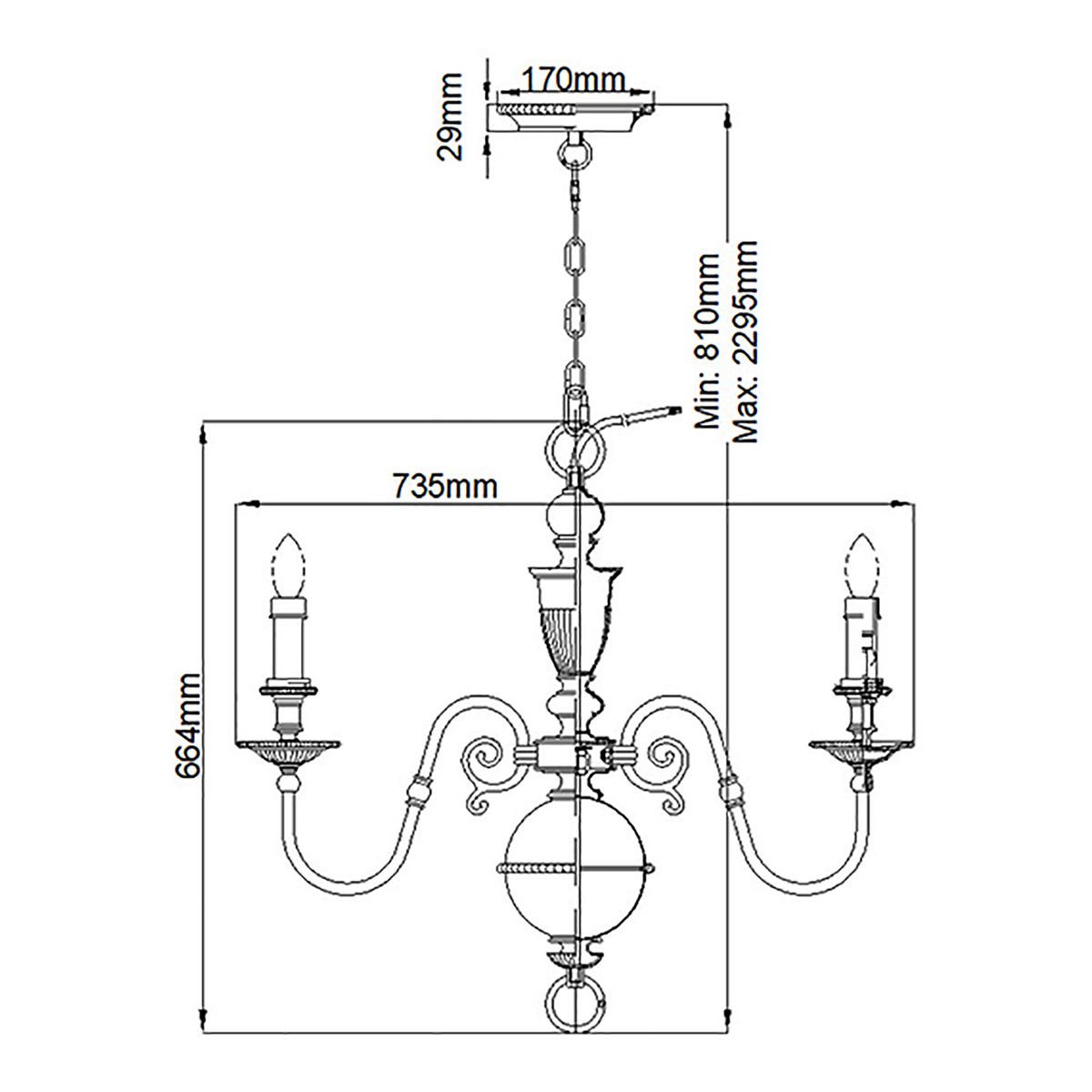Hinkley Cambridge 6 Light Chandelier - Burnished Brass