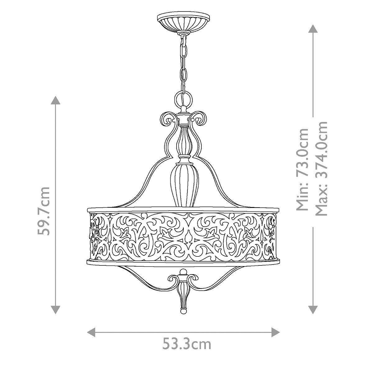 Hinkley Carabel 3 Light Pendant Chandelier - Brushed Champagne