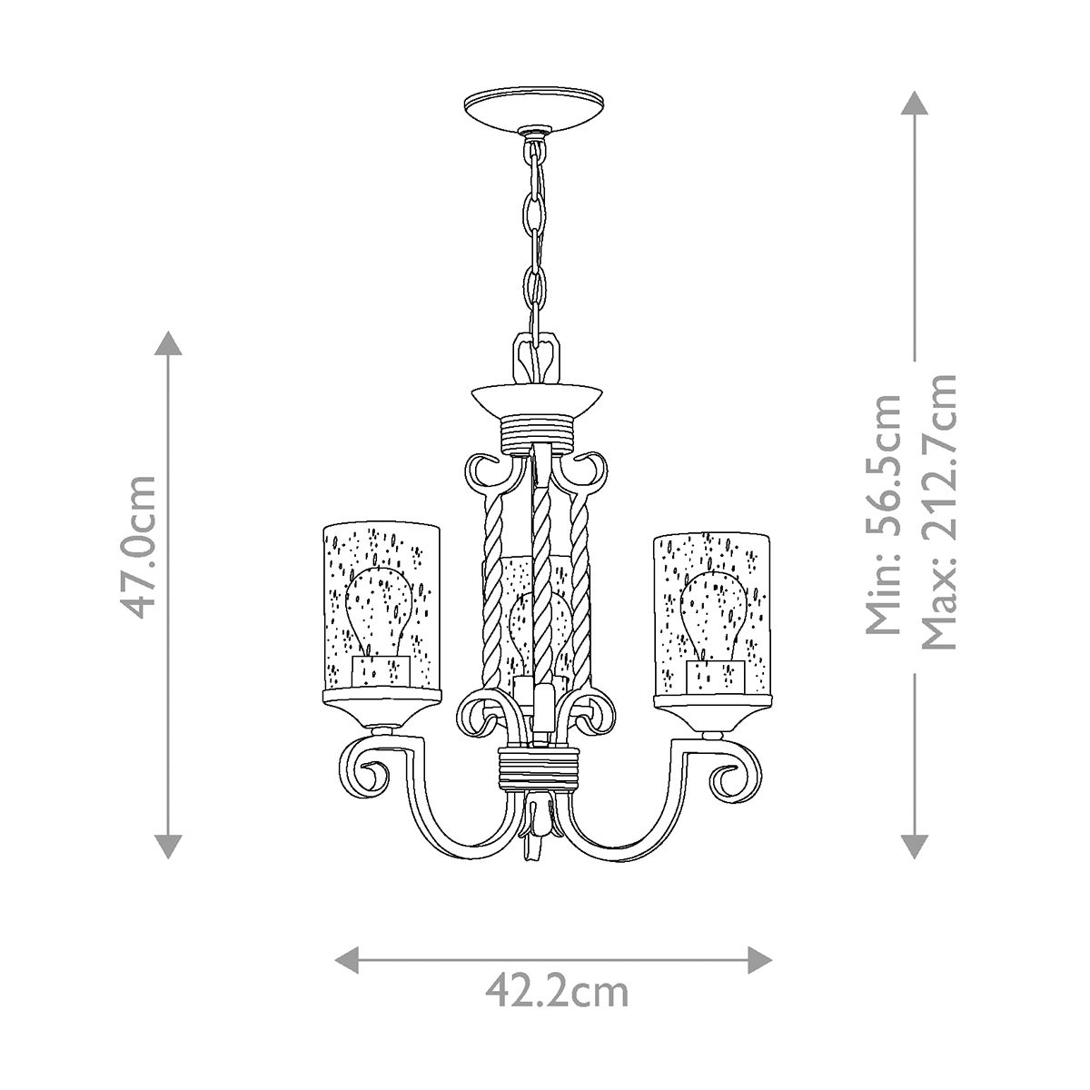 Hinkley Casa 3 Light Chandelier - Olde Black