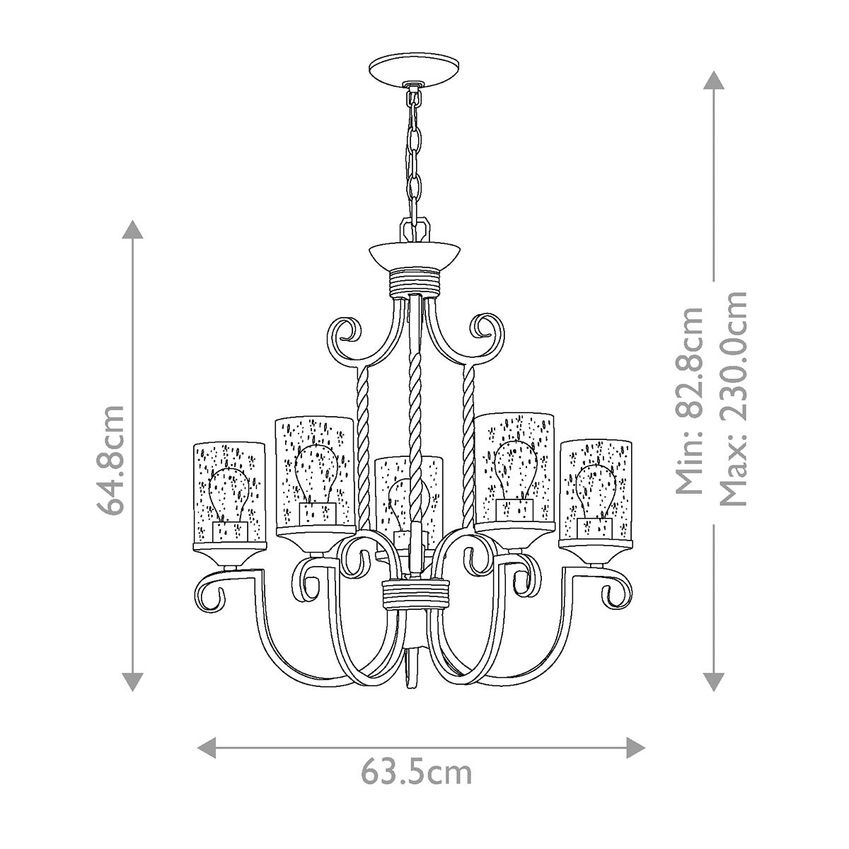 Hinkley Casa 5 Light Chandelier - Olde Black