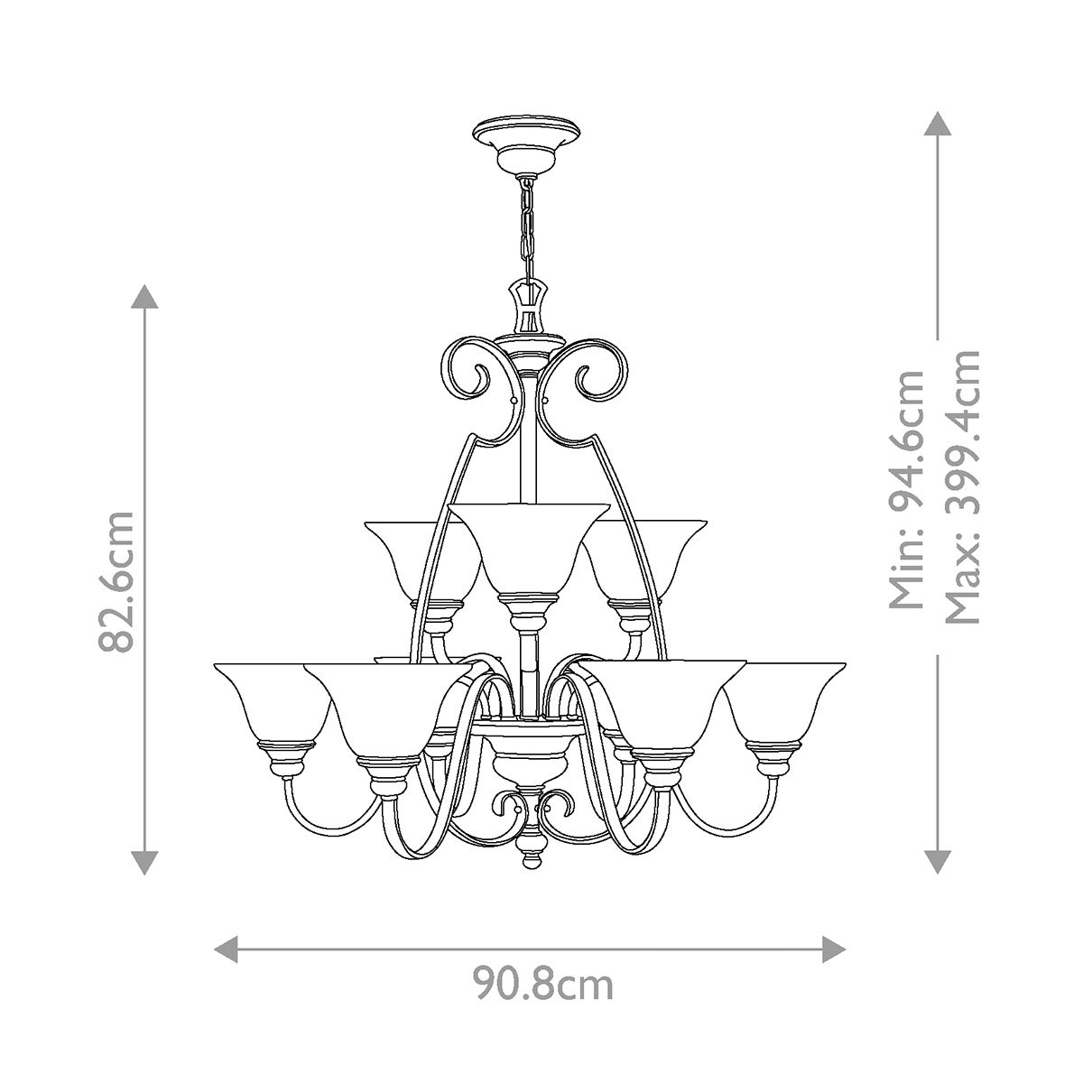Hinkley Cello 9 Light Chandelier - Antique Bronze