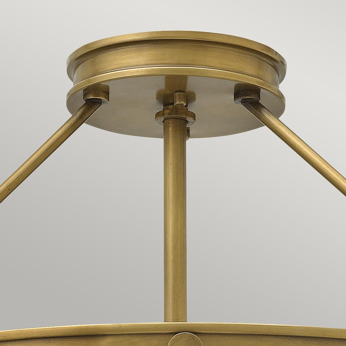 Hinkley Collier 4 Light Large Semi-Flush Fitting - Heritage Brass