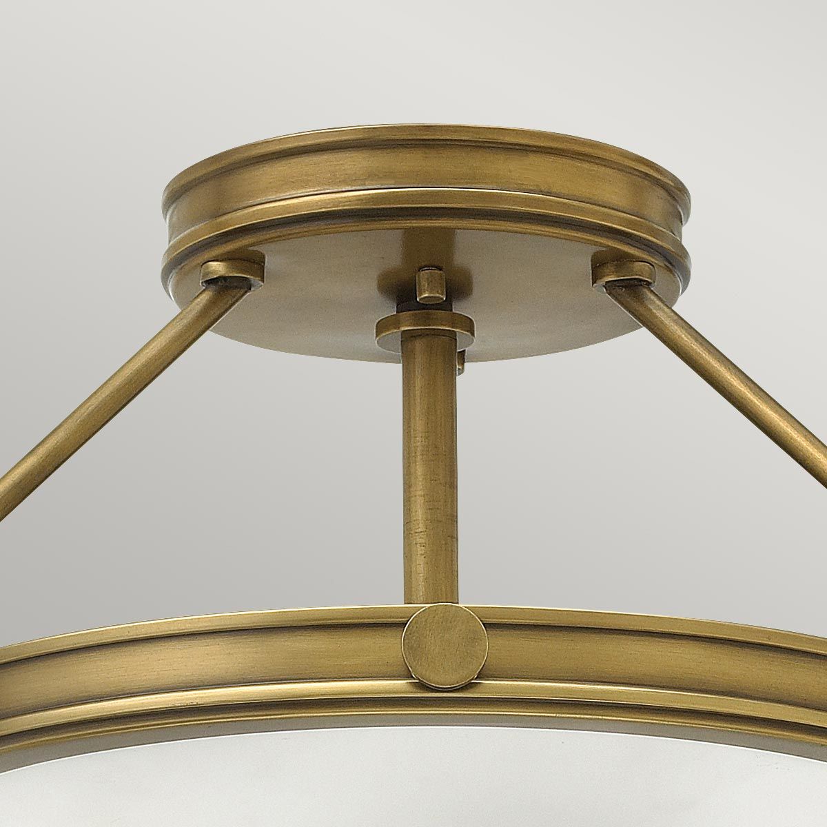 Hinkley Collier 3 Light Small Semi-Flush Fitting - Heritage Brass