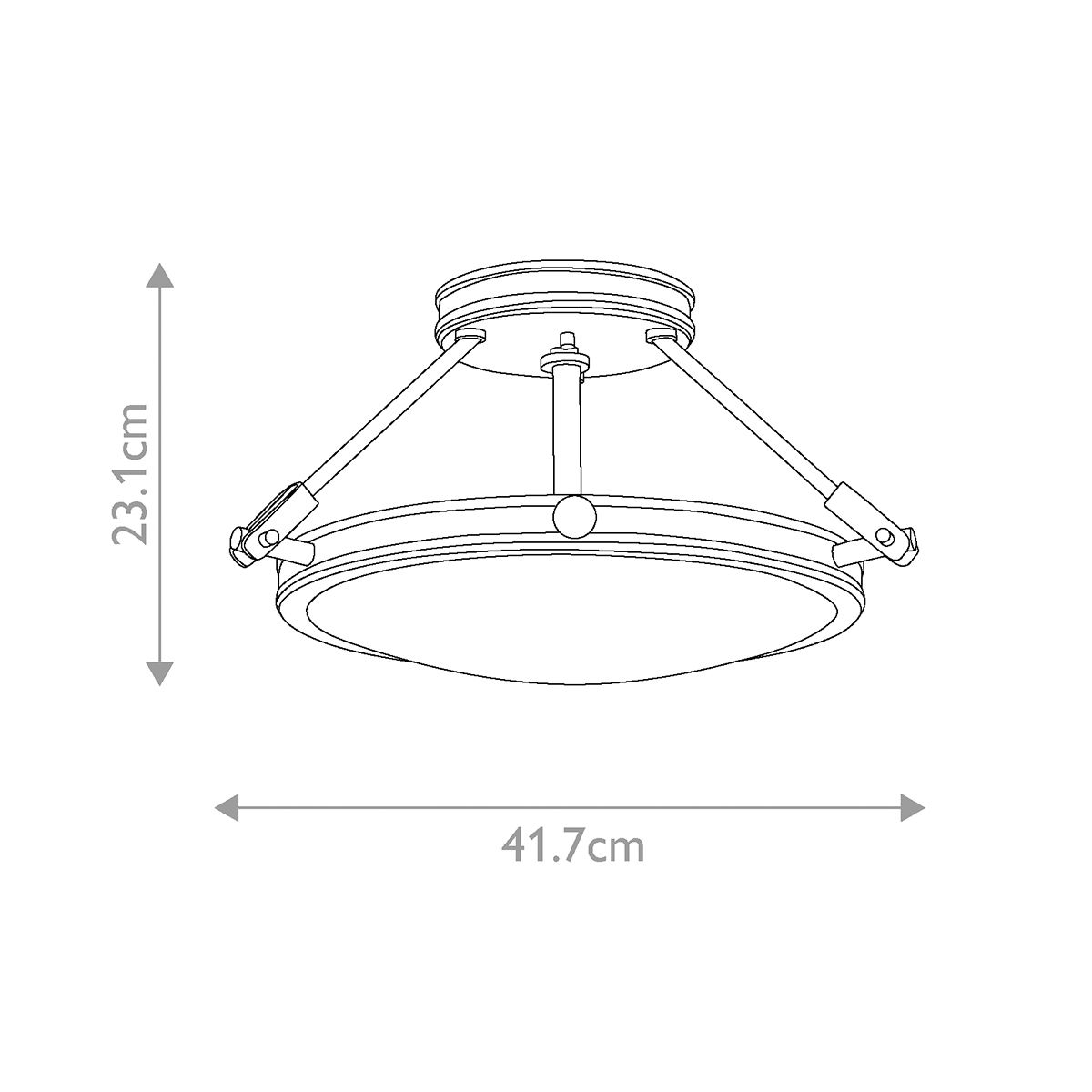 Hinkley Collier 3 Light Small Semi-Flush Fitting - Heritage Brass