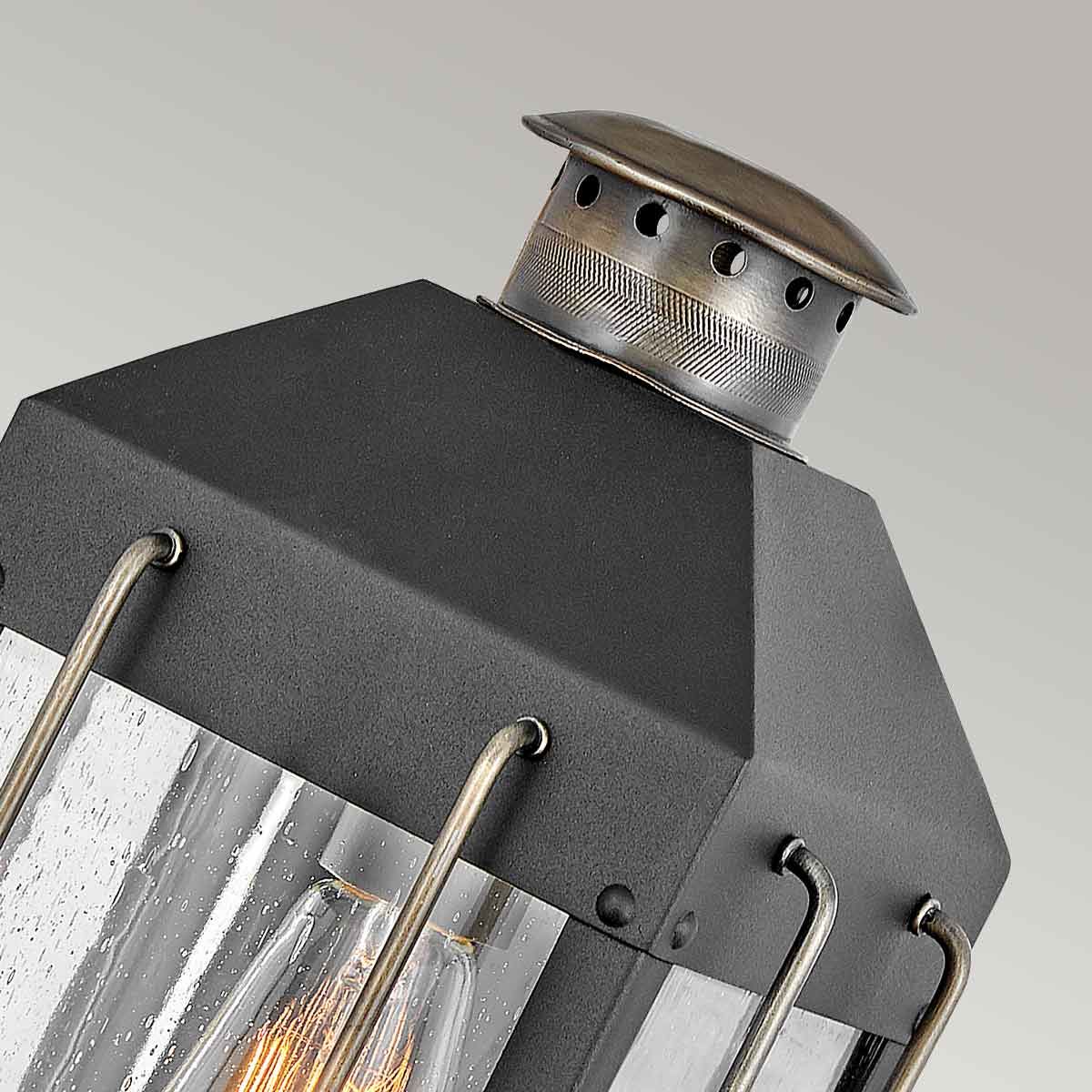 Hinkley Fitzgerald Single Small Wall Lantern - Textured Black & Burnished Bronze
