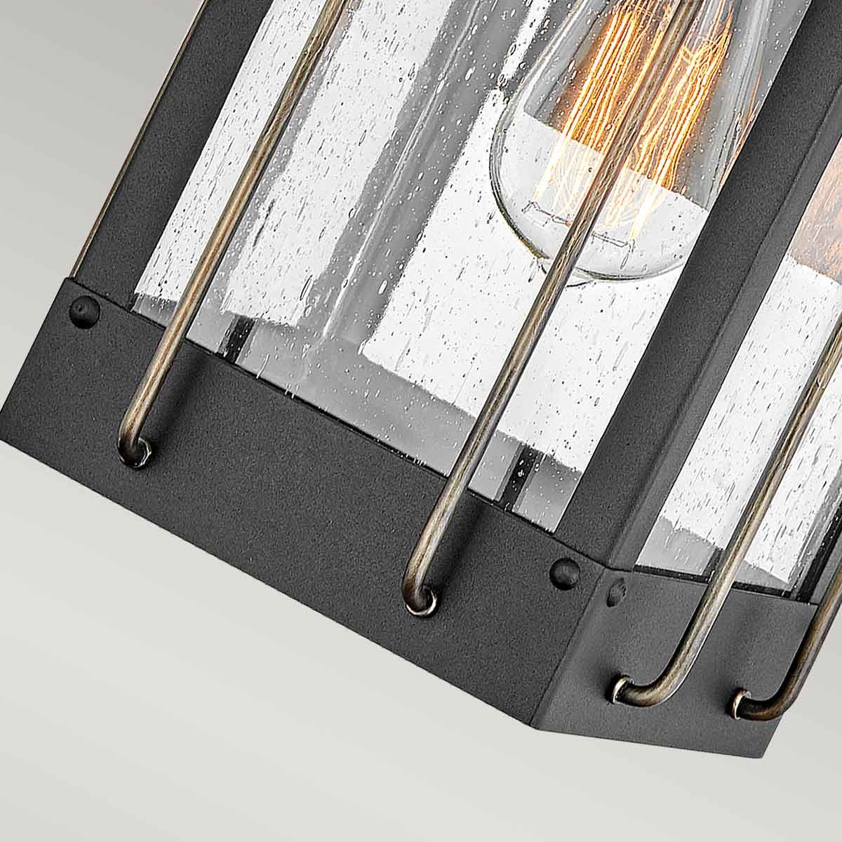Hinkley Fitzgerald Single Small Wall Lantern - Textured Black & Burnished Bronze
