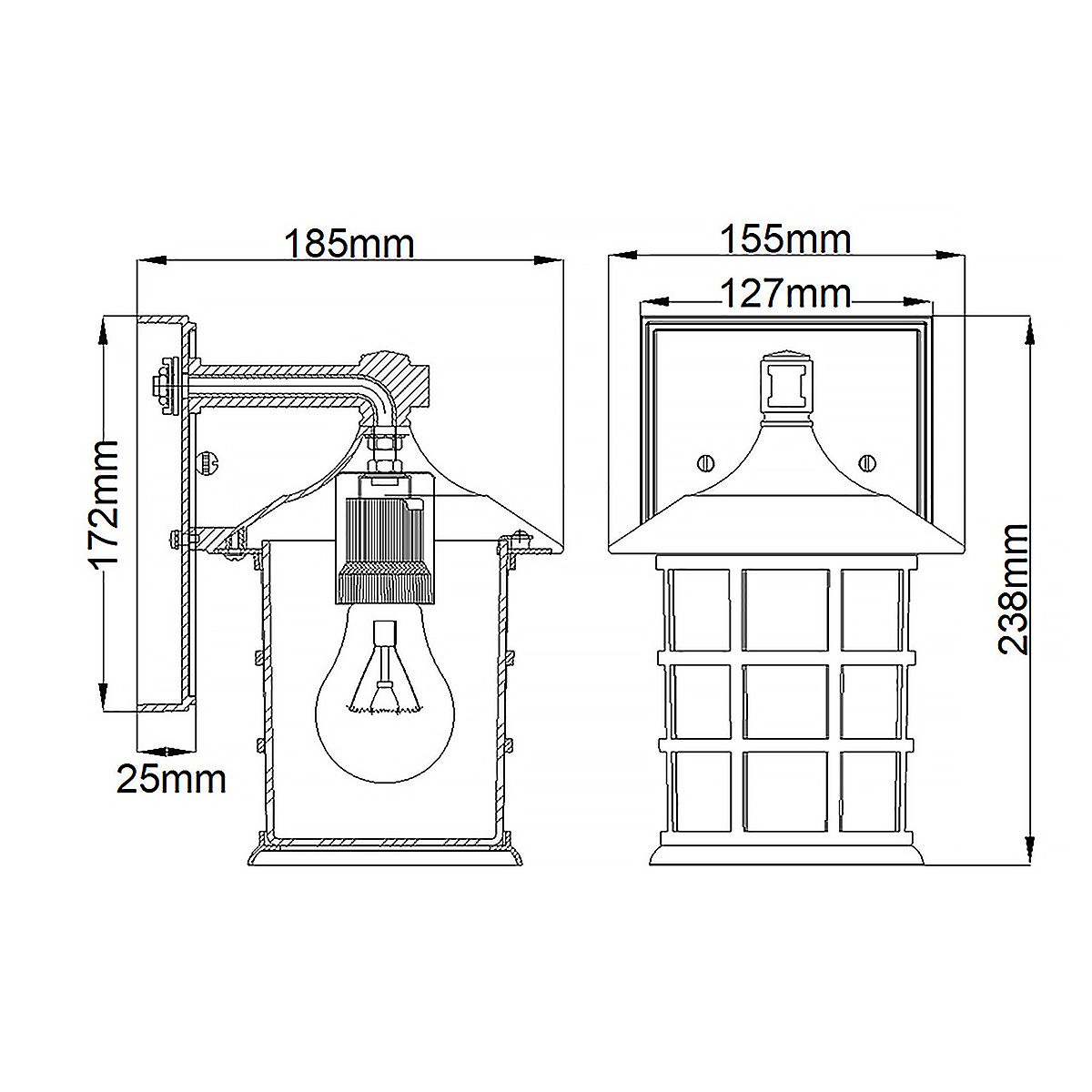 Hinkley Freeport Single Small Wall Lantern - Textured Black
