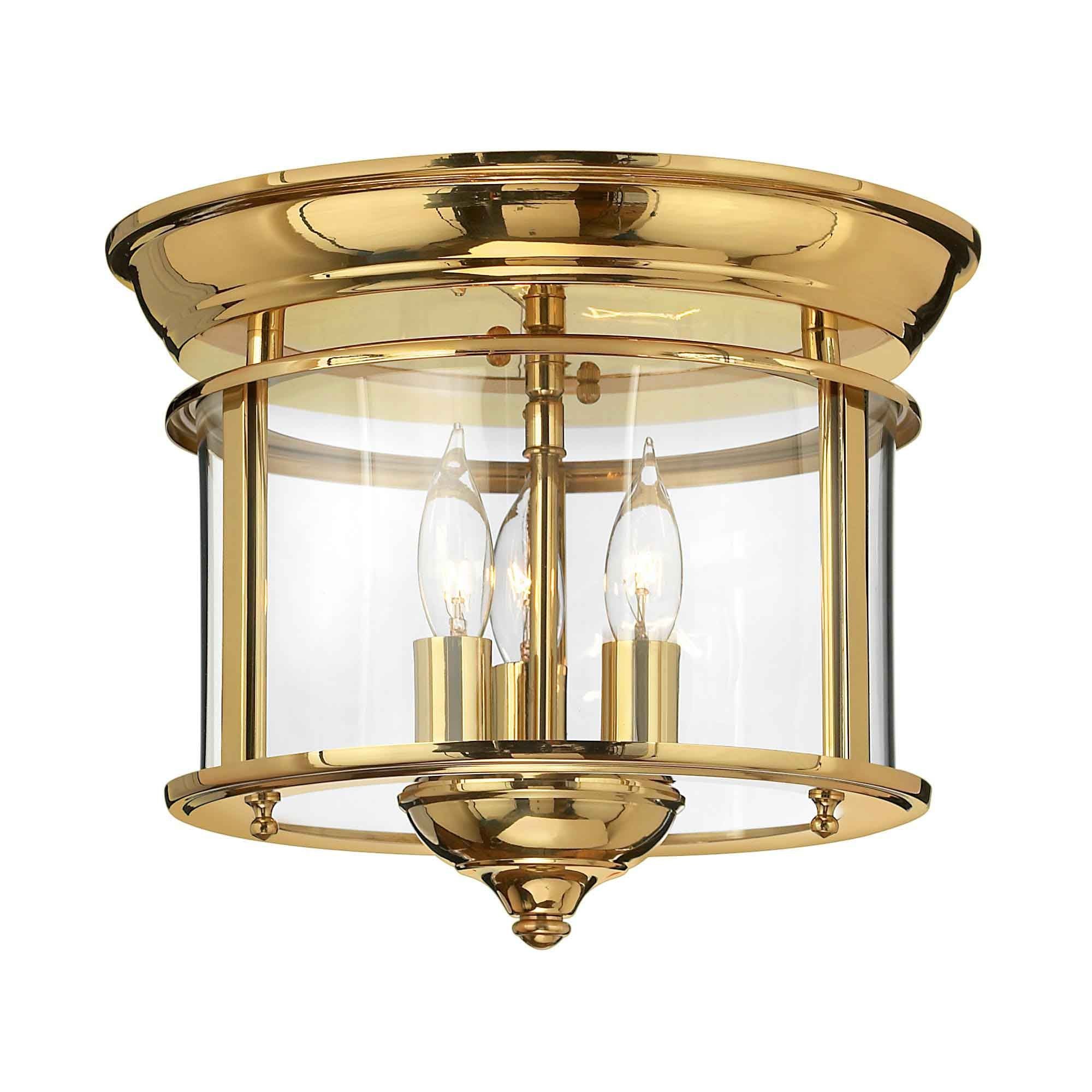 Hinkley Gentry 3 Light Flush Mount - Polished Brass